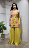 yellow floral print sharara set
