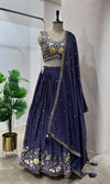 PURPLE Floral Embroidered LEHENGA