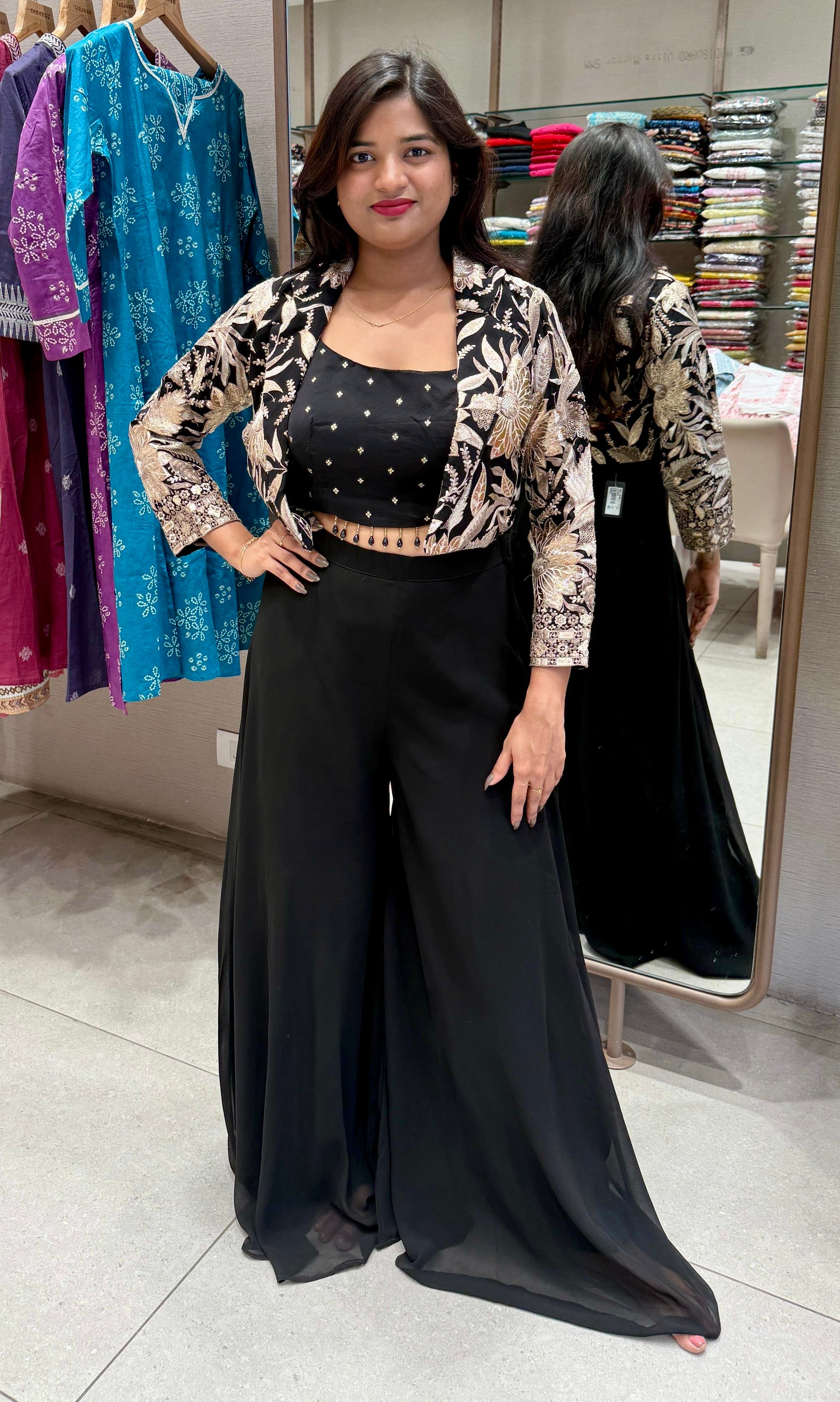 Black palazzo with jacket