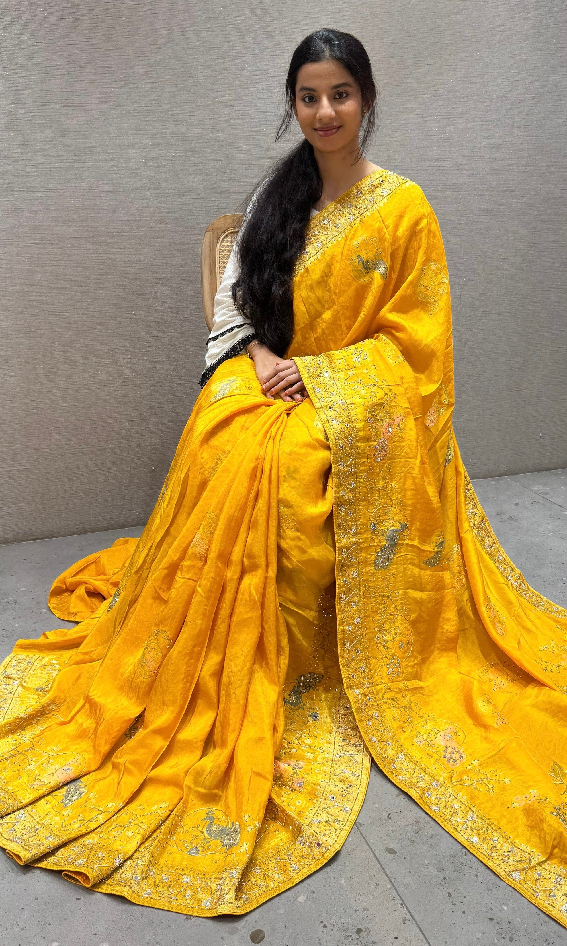 Gold Yellow Banarasi saree
