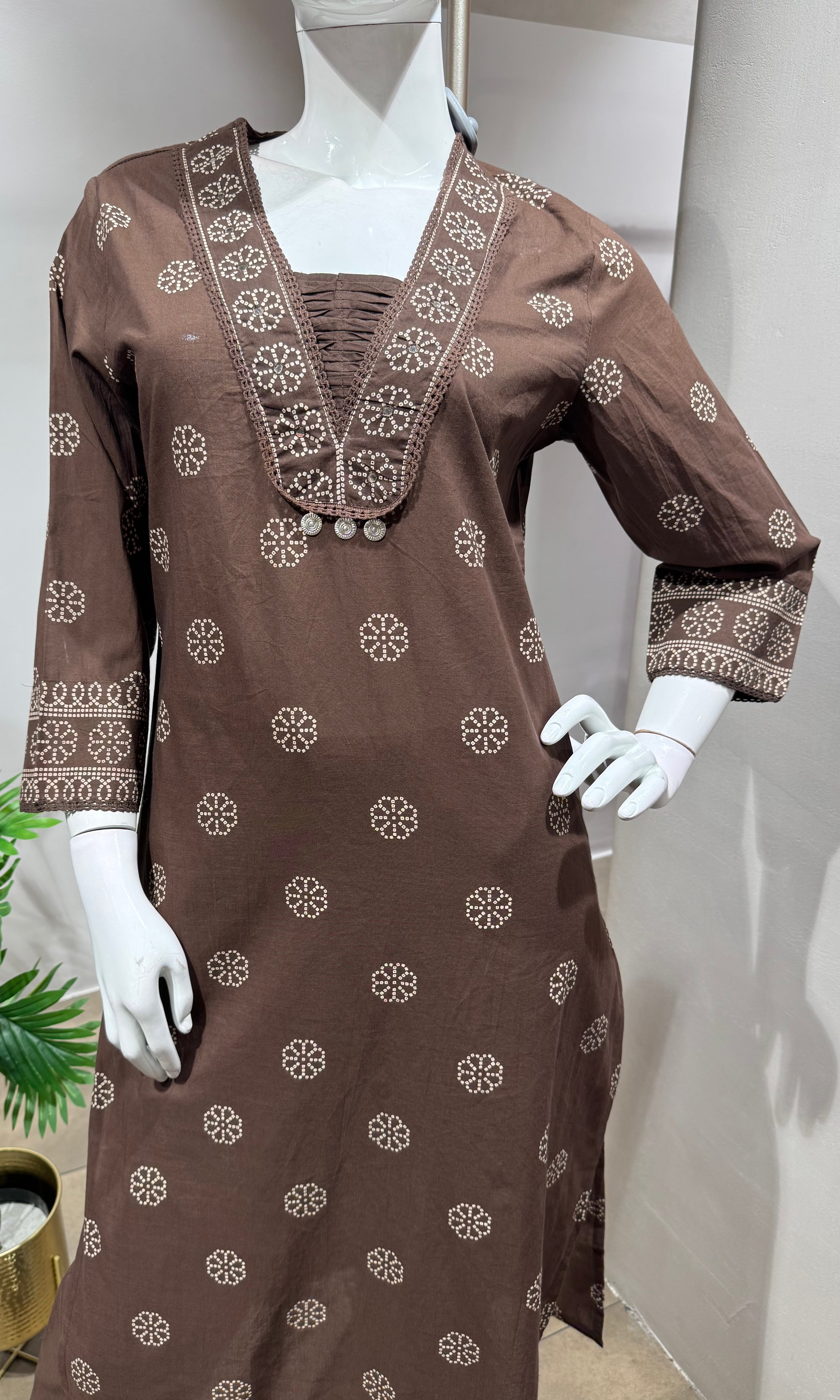 Brown Embroidered Kurta Set with Dupatta