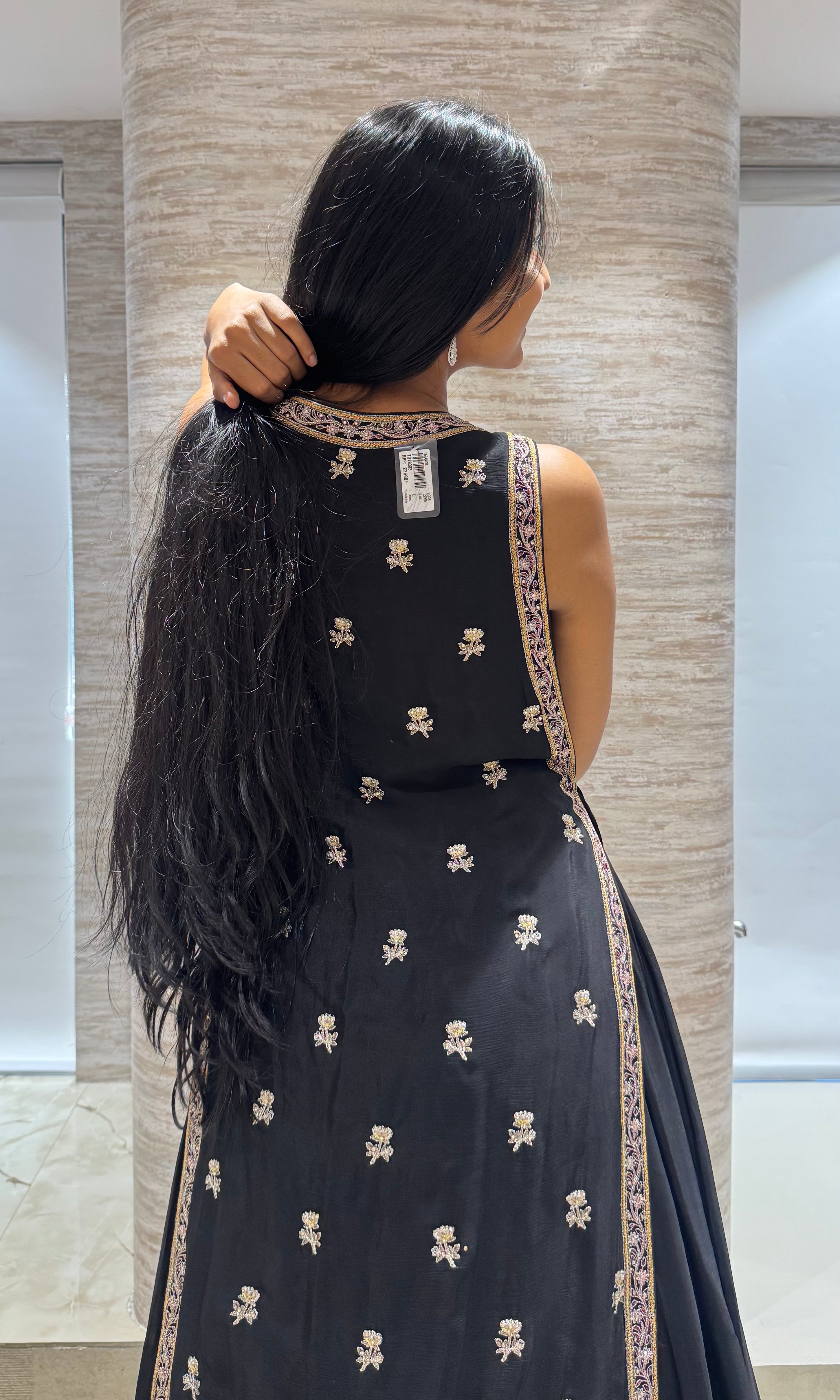 Black Embroidered Jacket Lehenga Set