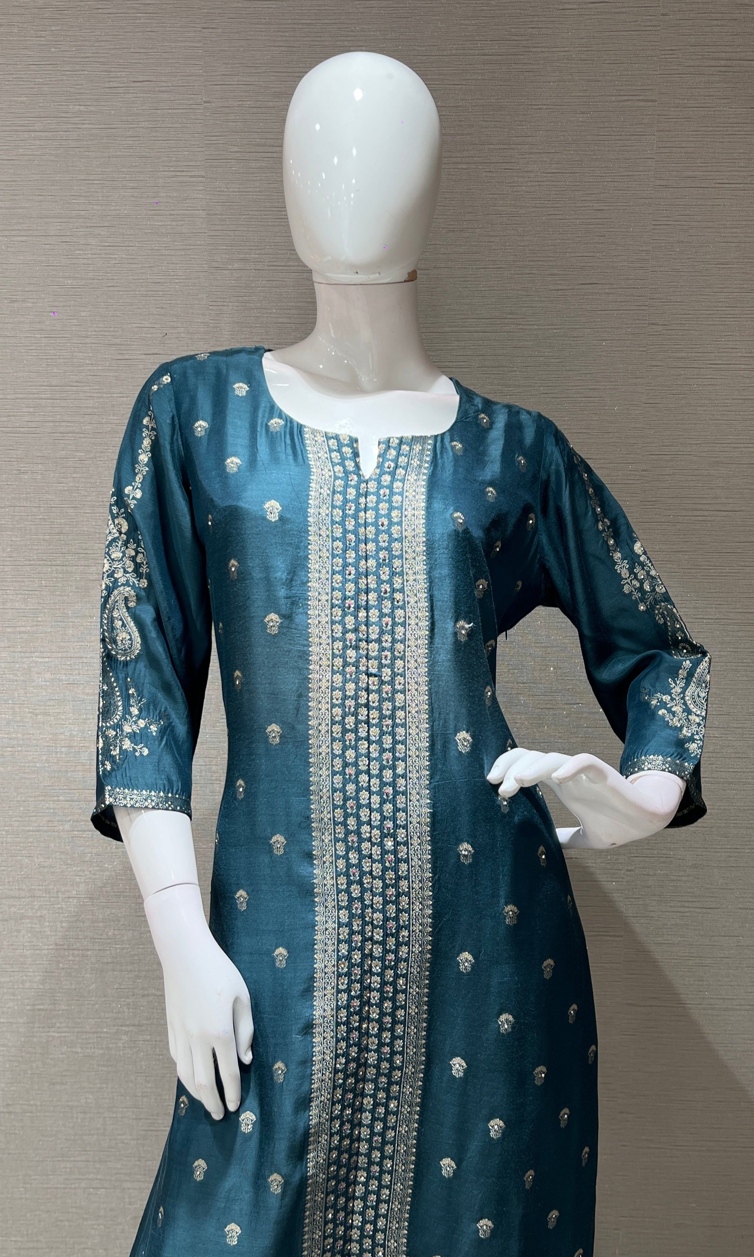 Teal Blue Ethnic KURTA SET