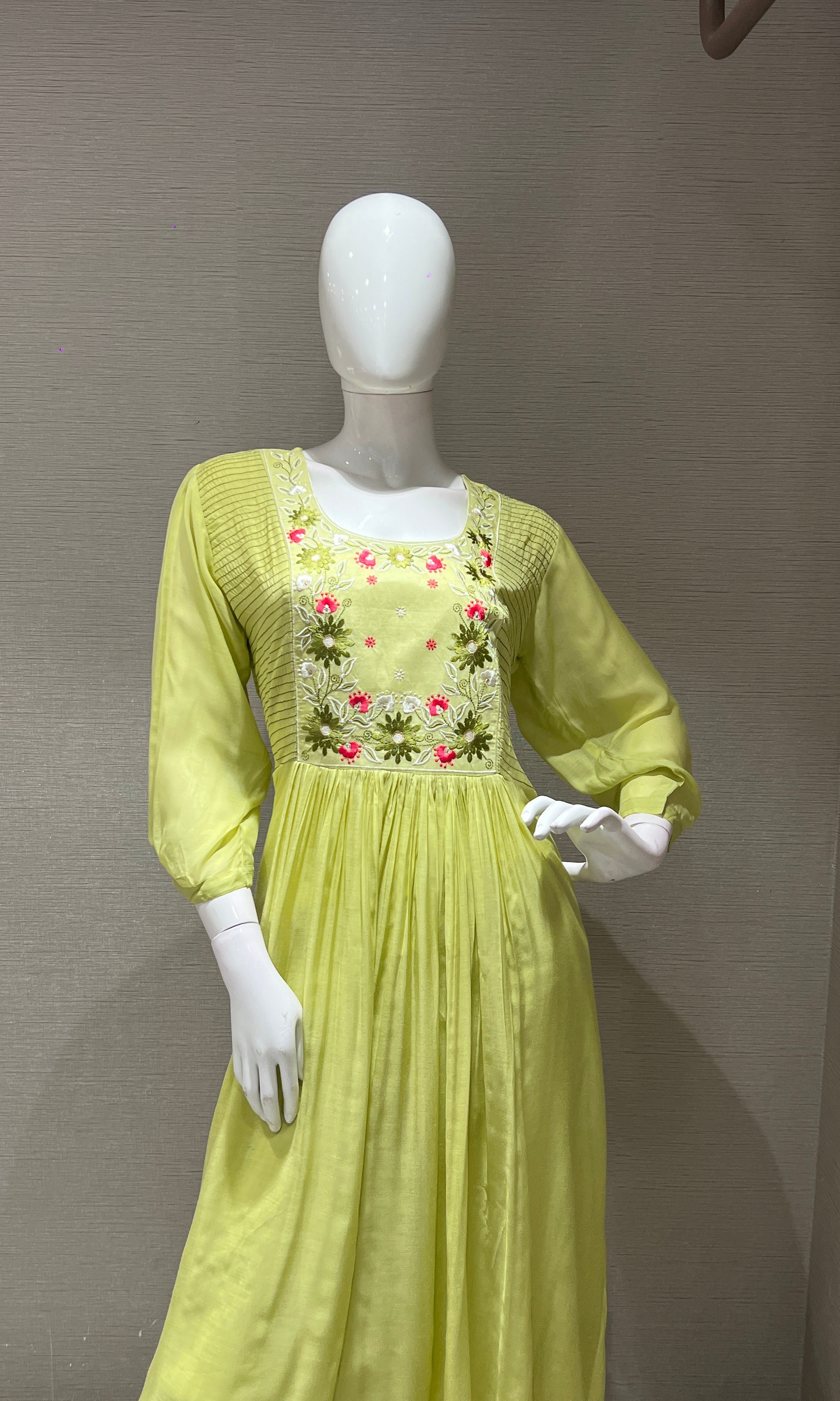 Pista green FLORAL EMBROIDERED kurta set