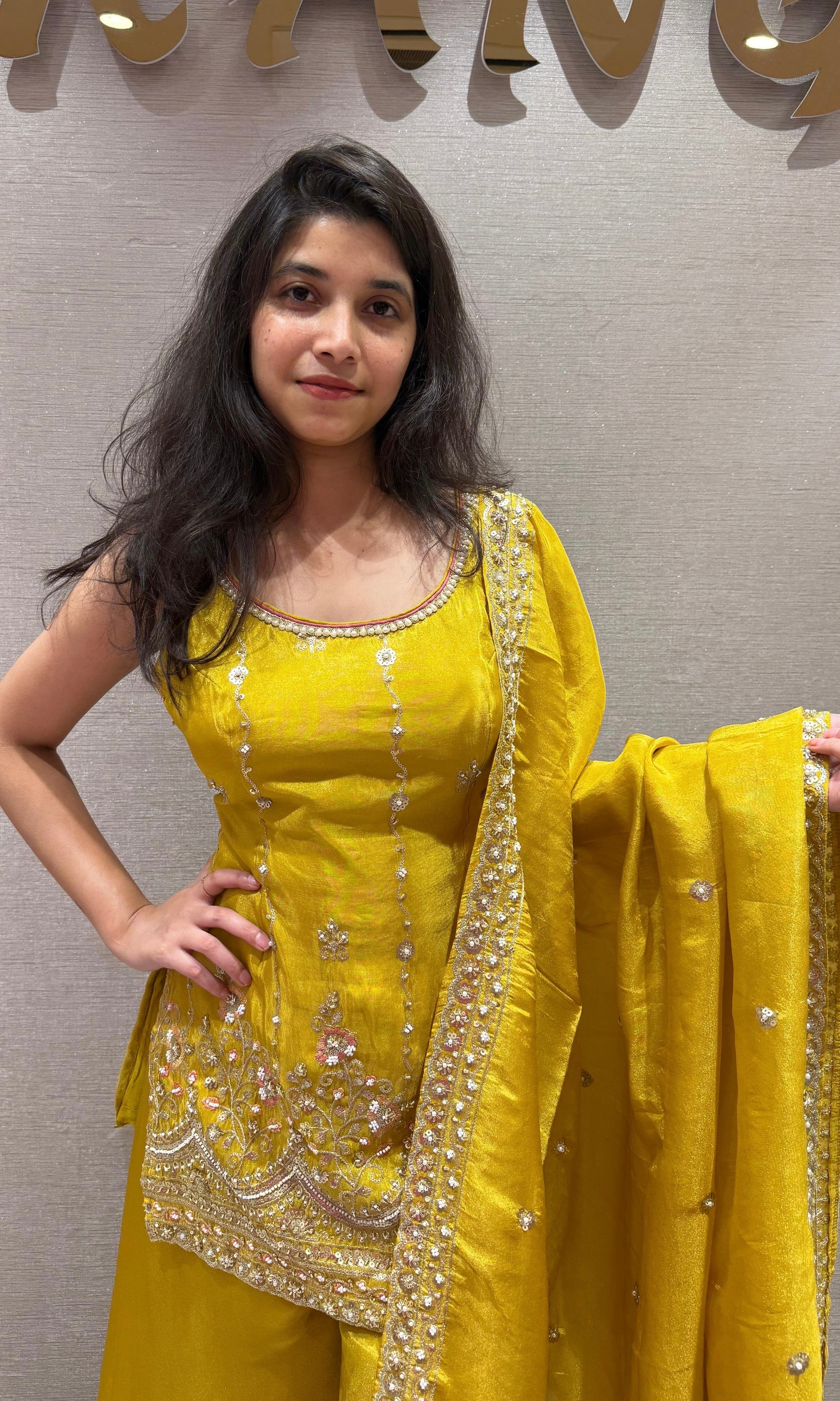 Marigold Glow Embroidered Palazzo