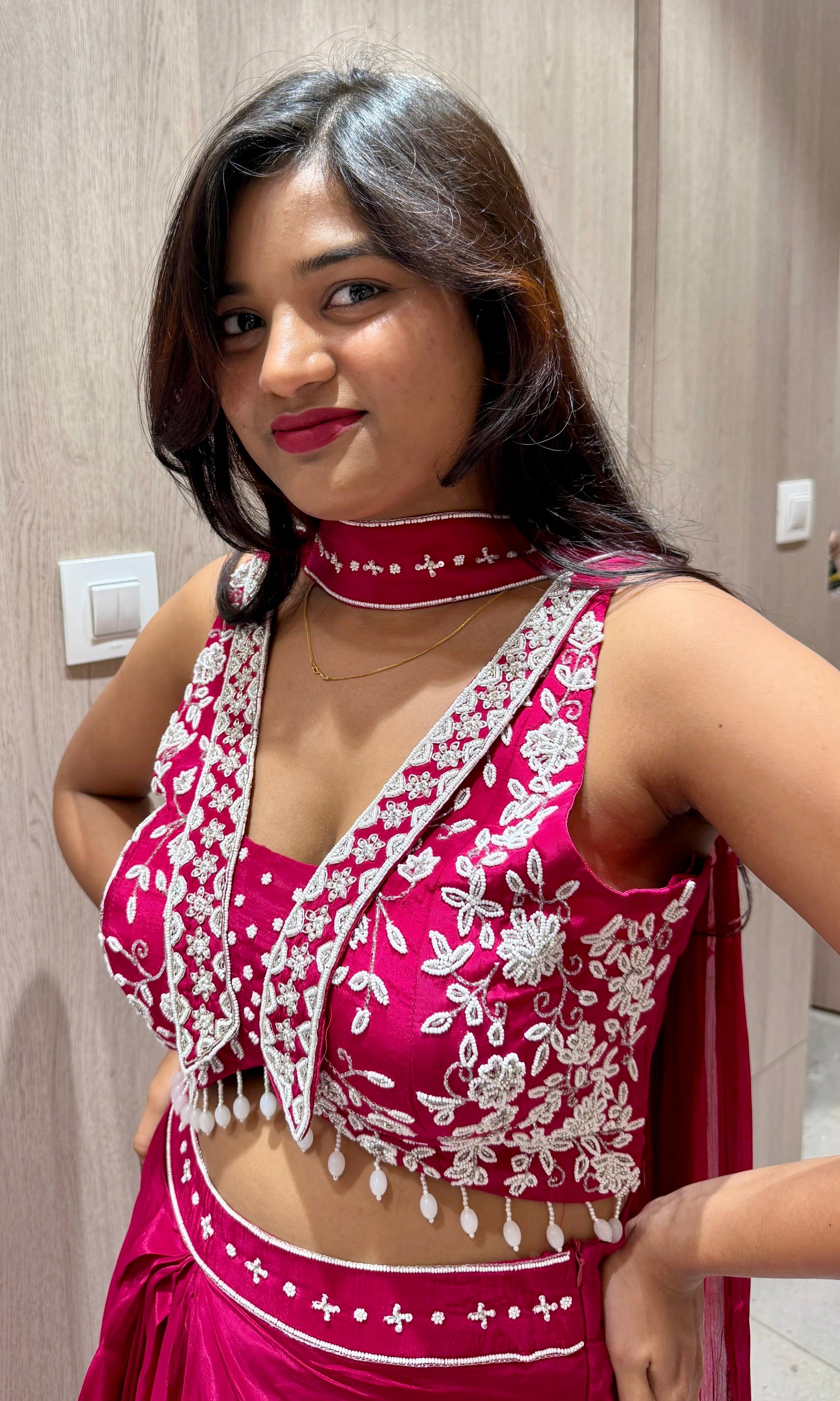 PINK 3 PIECE INDO WESTERN DRESS