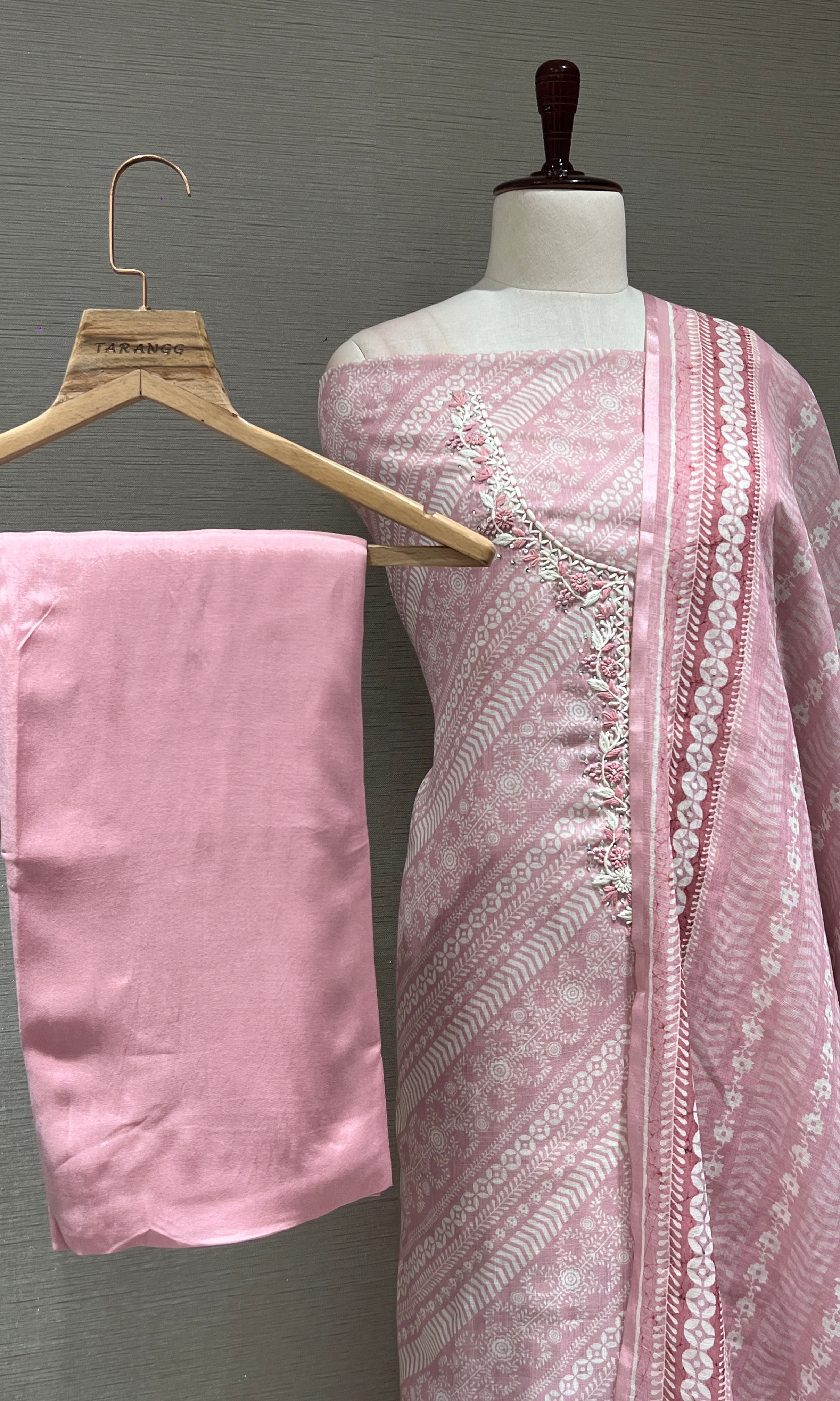 Baby pink dress material