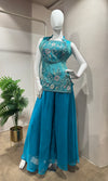 BLUE Embroidered PALAZZO Suit Set