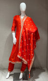 Orange EMBROIDERED ANARKALI KURTA SET