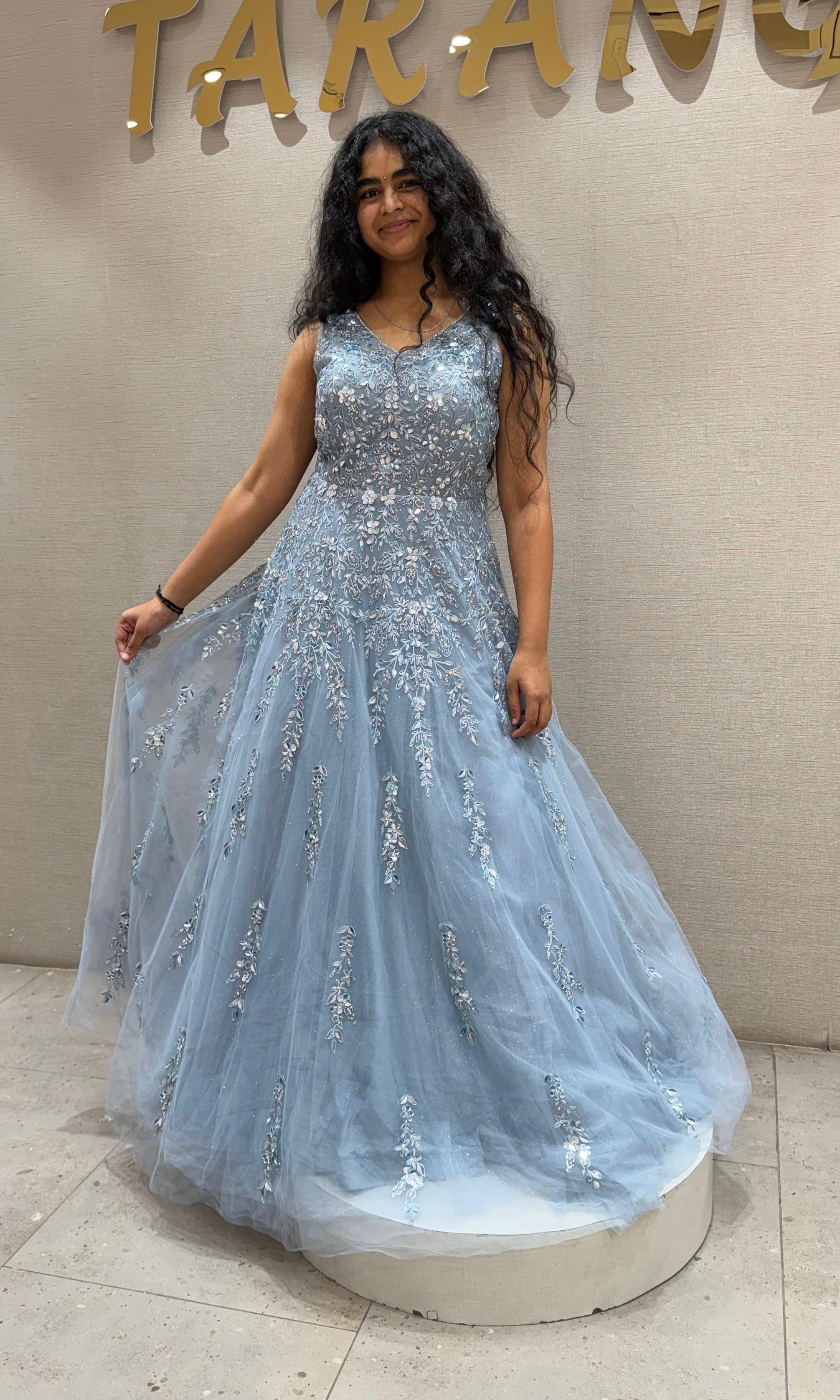 Sky Blue Stonework Gown