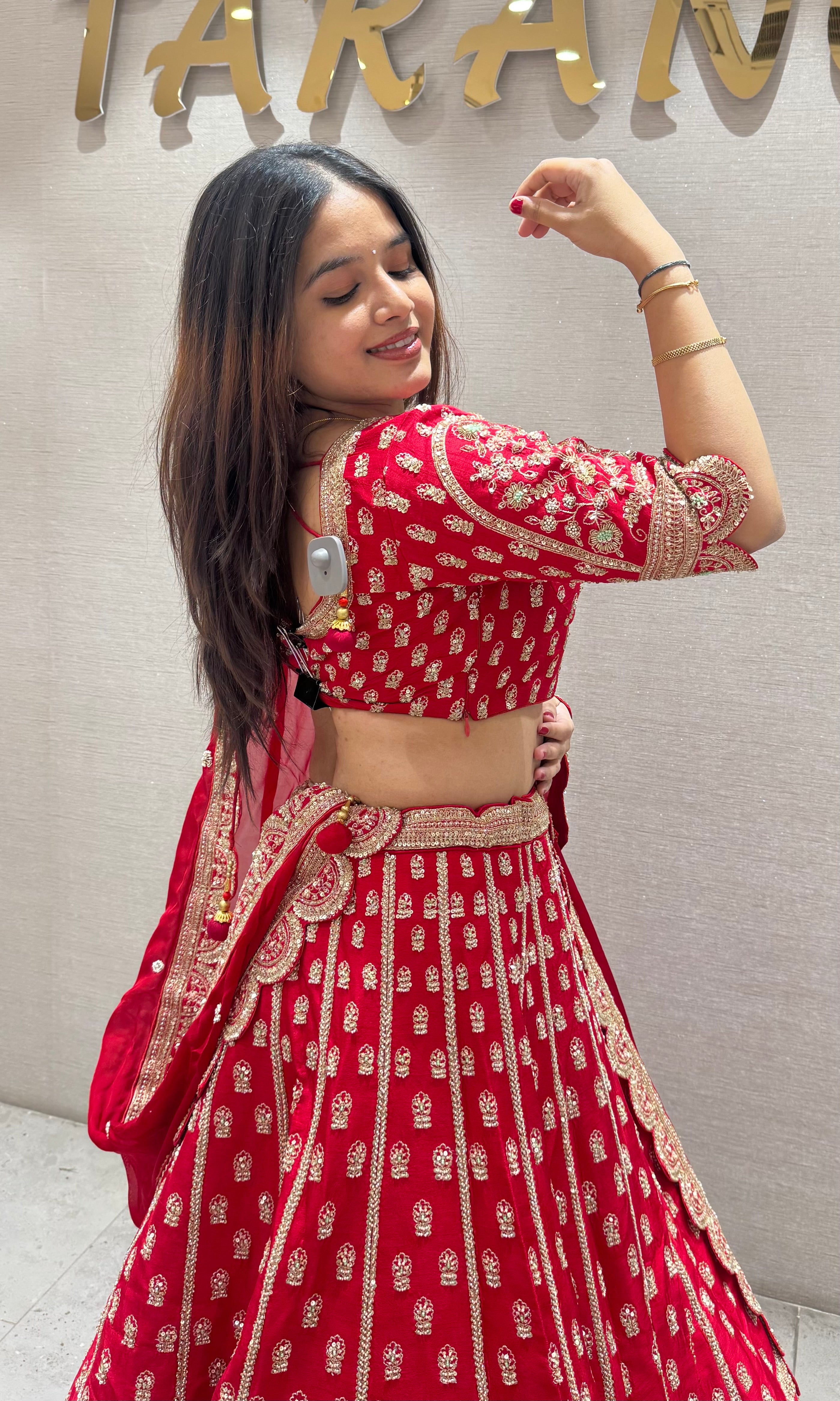 Royal Red lehenga with gold embroidery