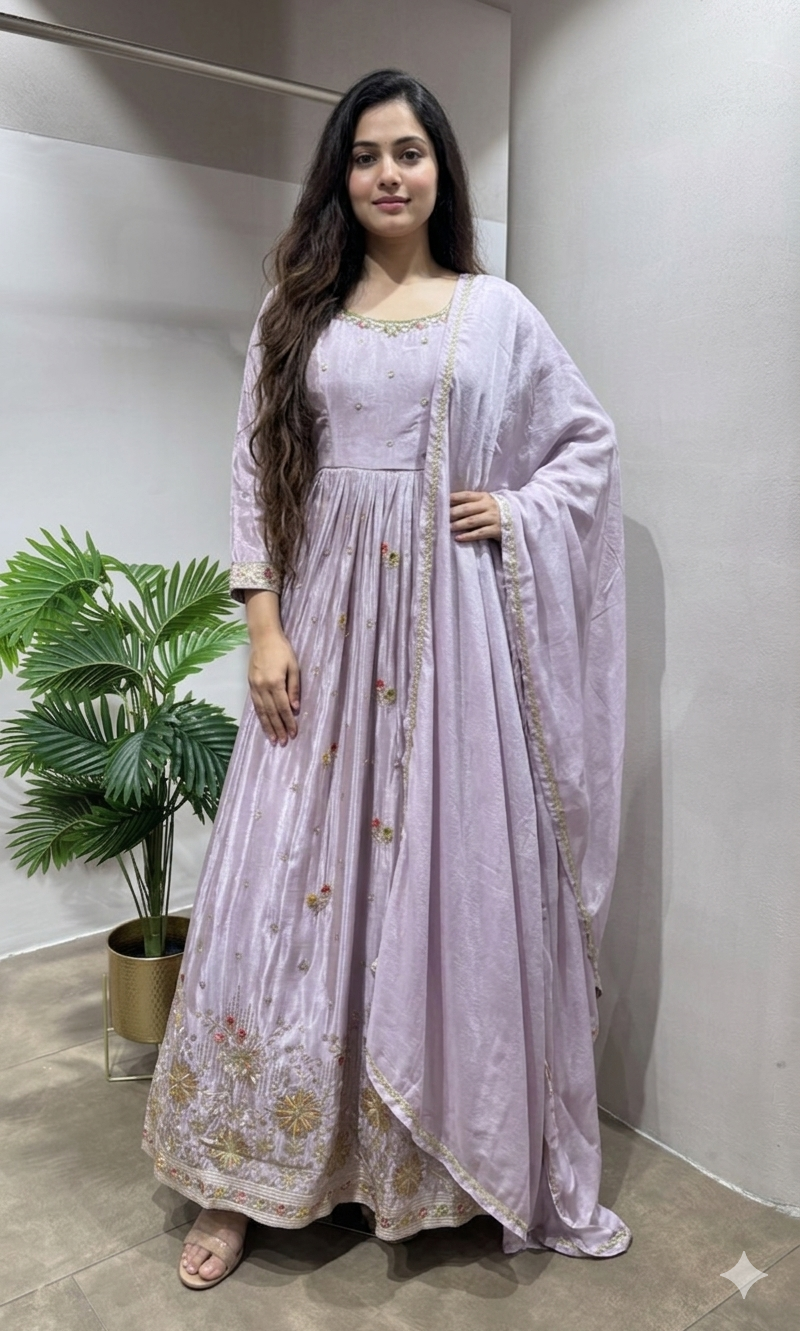 LAVENDER Embroidered Anarkali SET