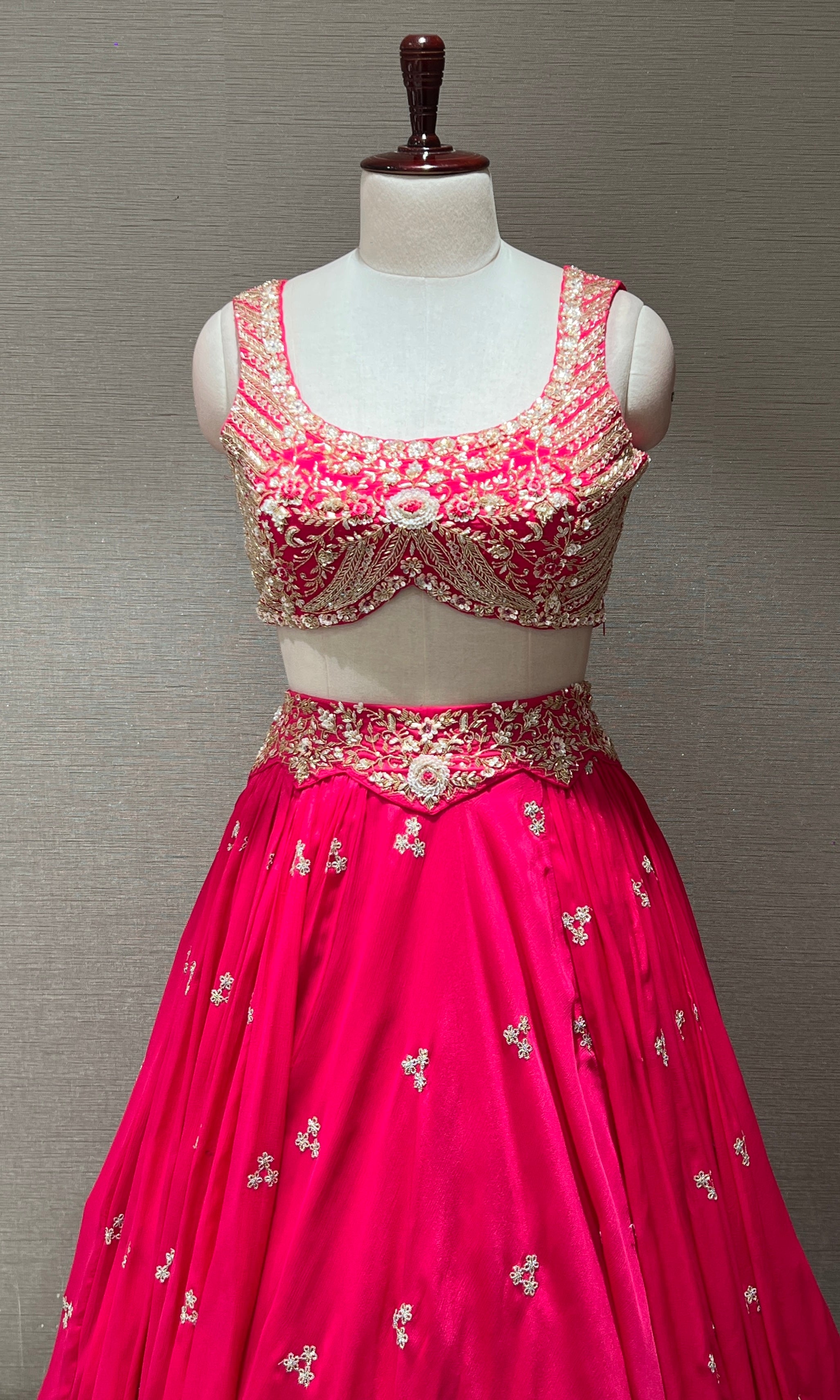 Fuchsia Pink Embroidered Designer Lehenga