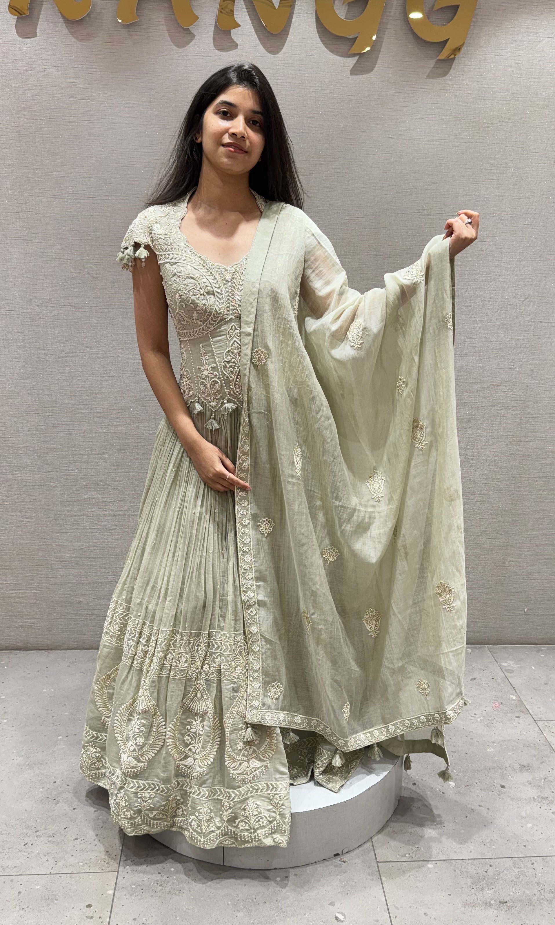 LIGHT GREY Embroidered Lehenga set