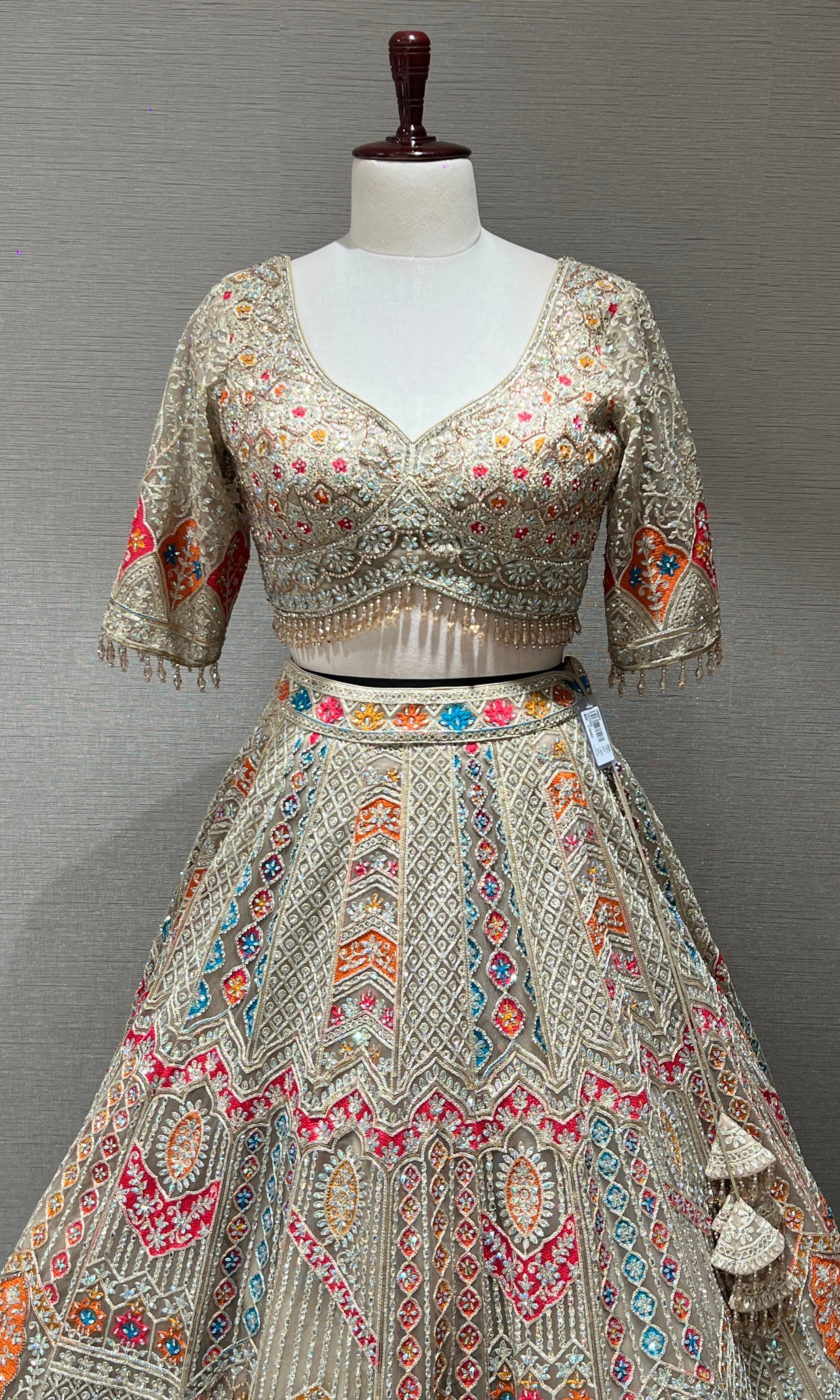 Chikoo Lehenga with Multi Color intricate embroidery