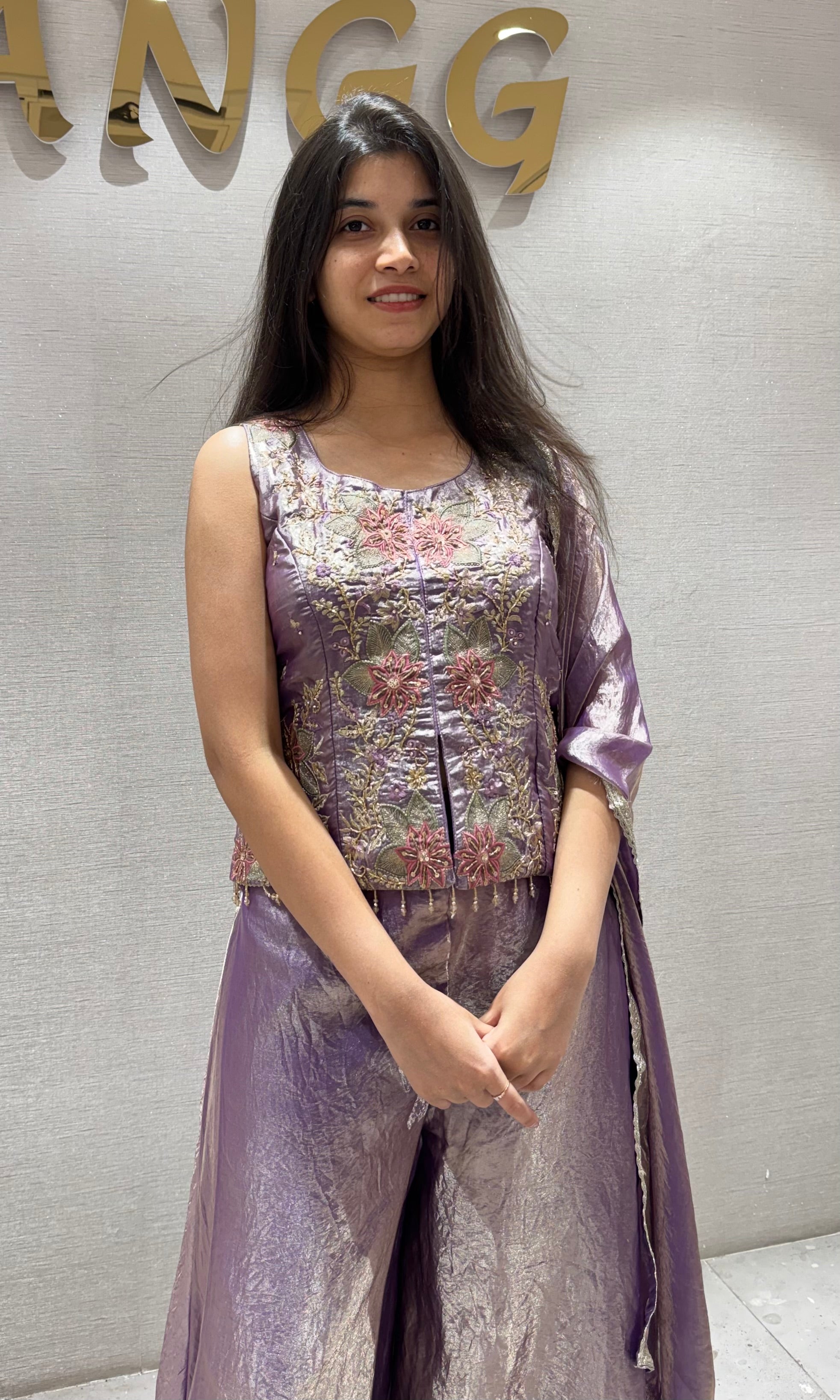 PURPLE Blossom Tissue Palazzo Set