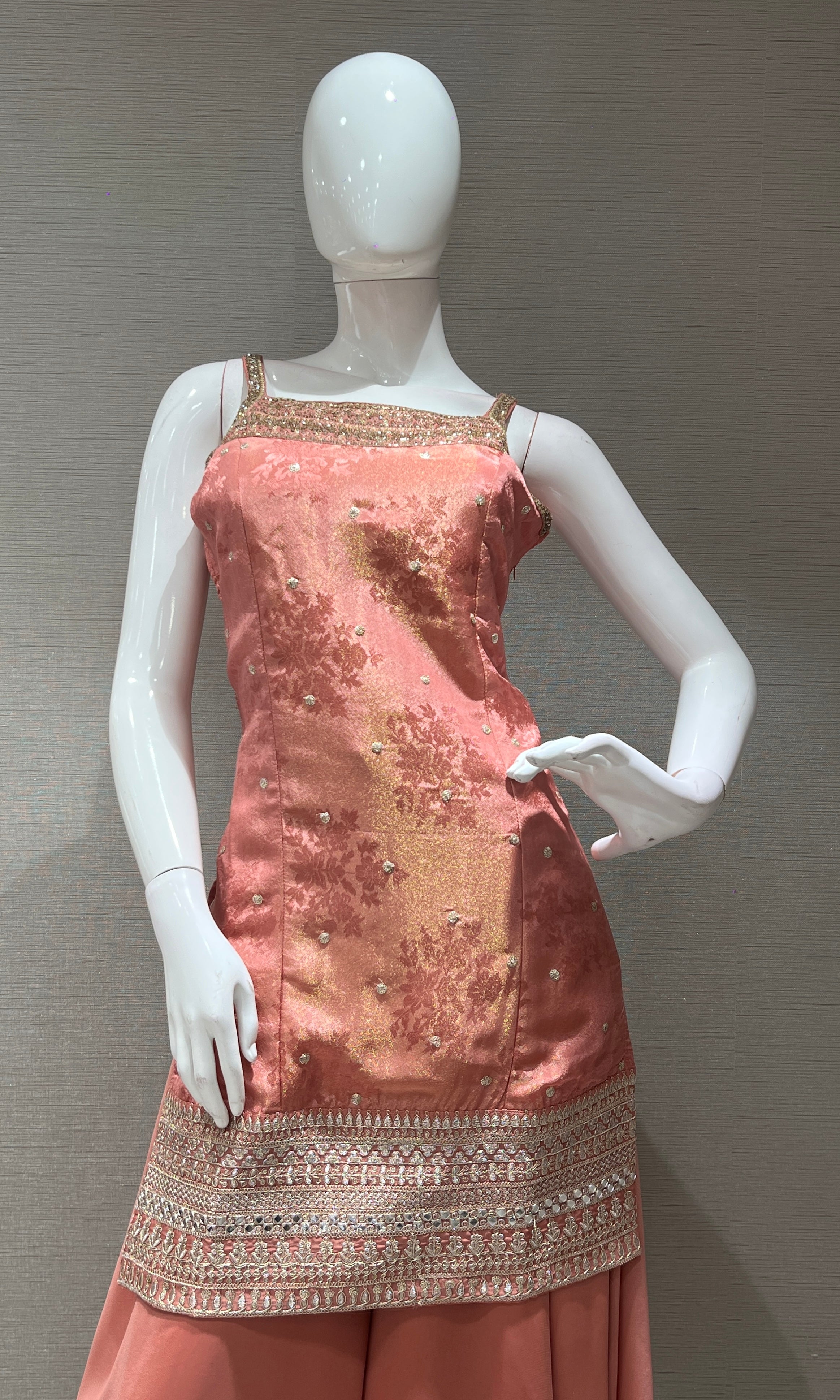 PINK embroidery sharara set with net dupatta