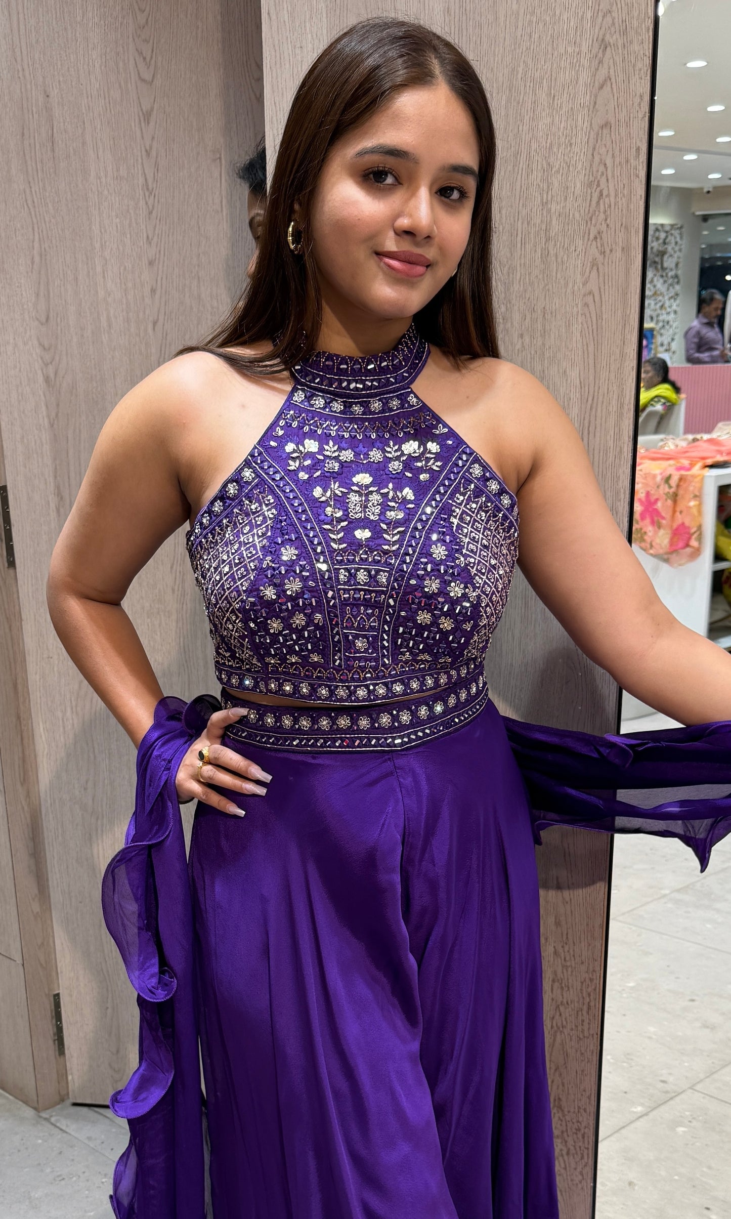 🪻Purple palazzo with ruffle Dupatta🪻