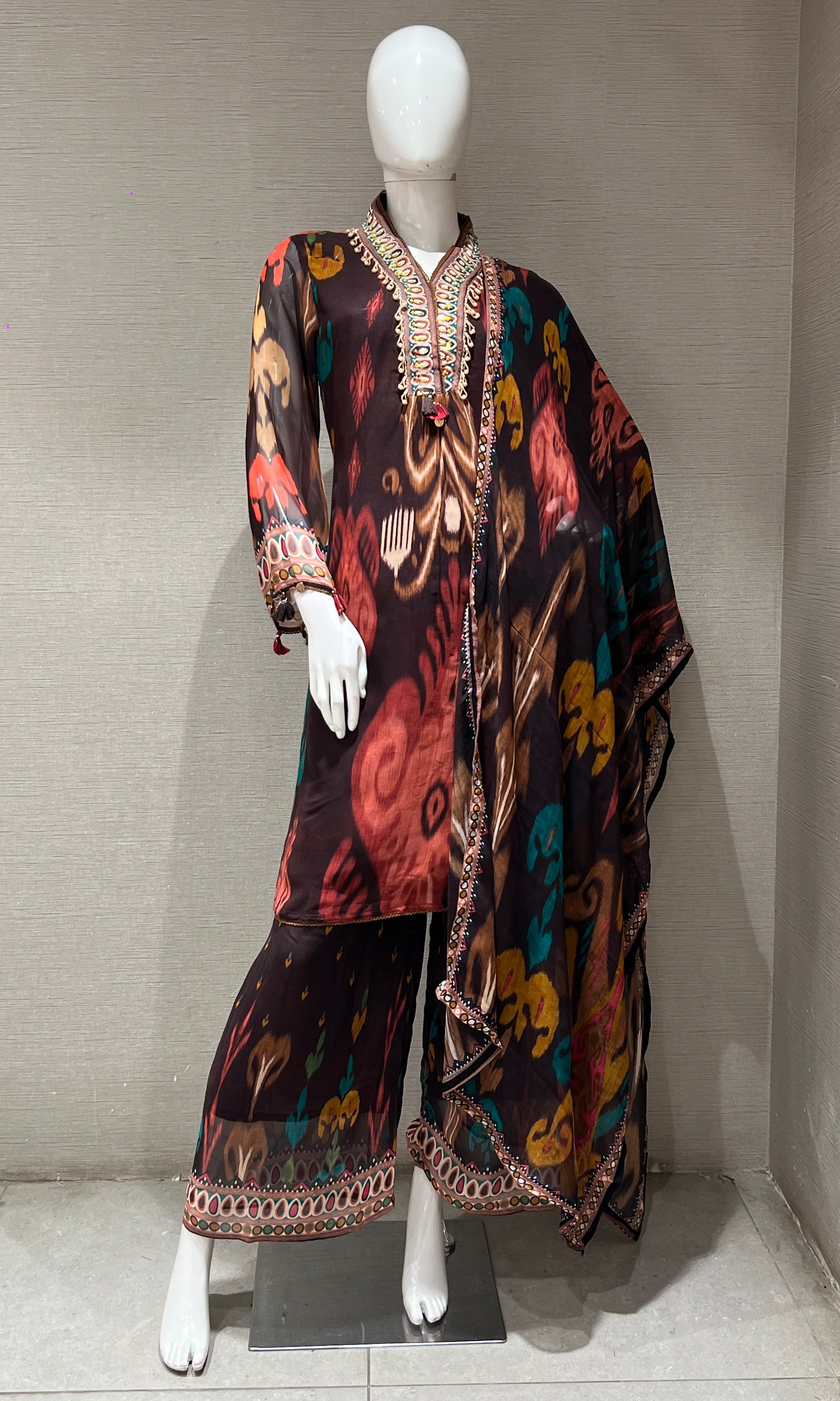 Brown kurta set WITH PALAZZO PANTS