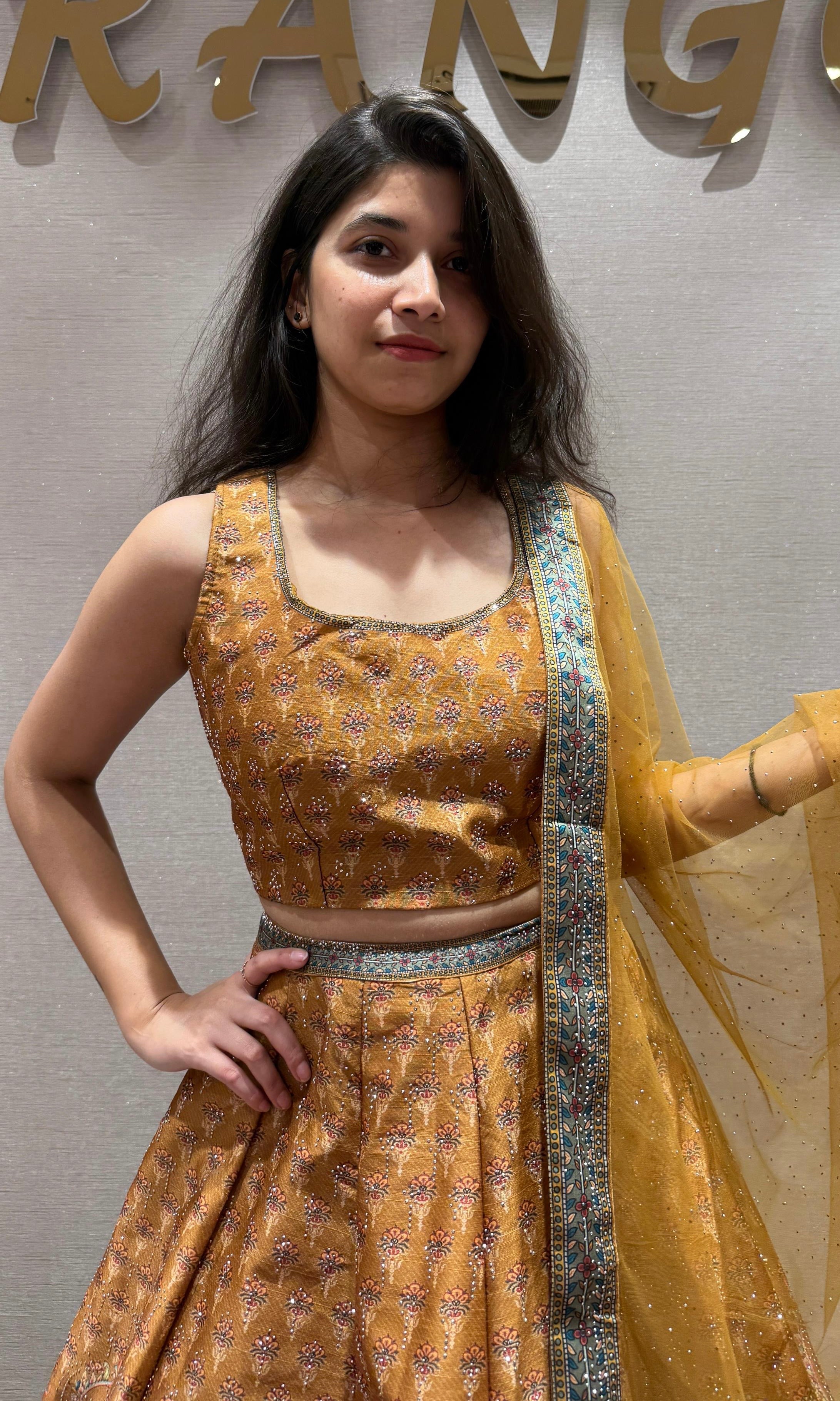 Marigold Brocade & Patchwork Lehenga