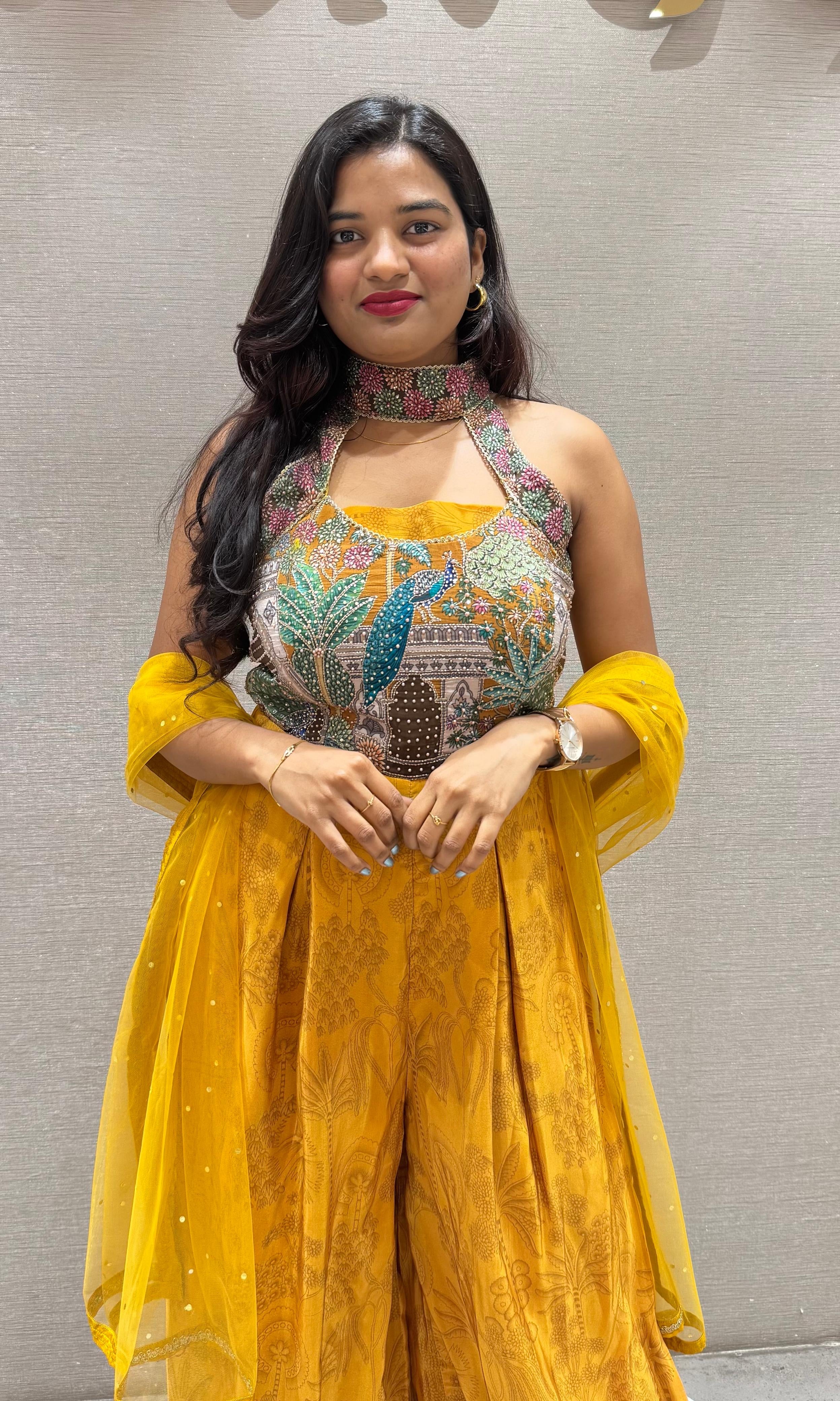 Mustard yellow PEACOCK JUMPSUIT