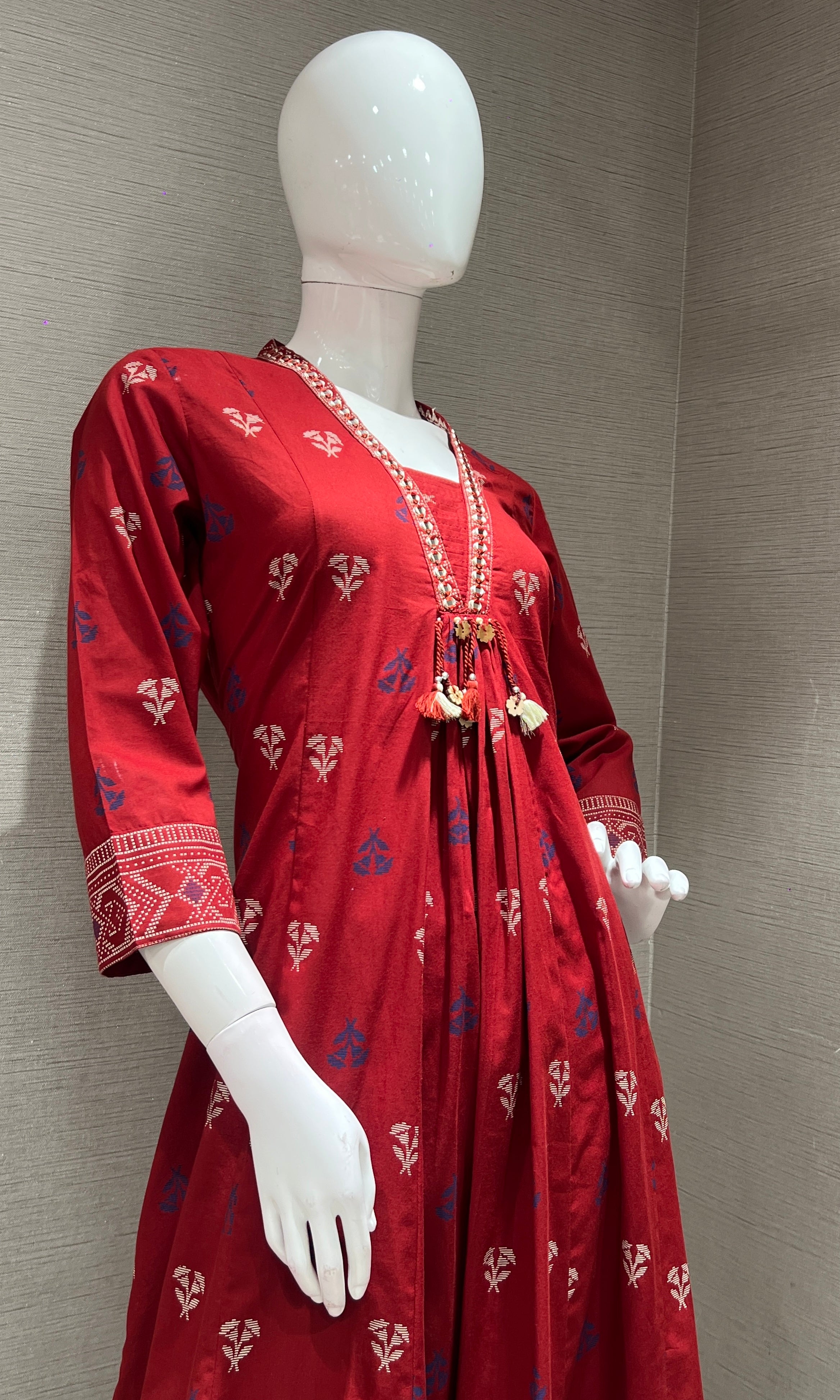 Maroon ETHNIC MOTIF PRINTED KURTA SET