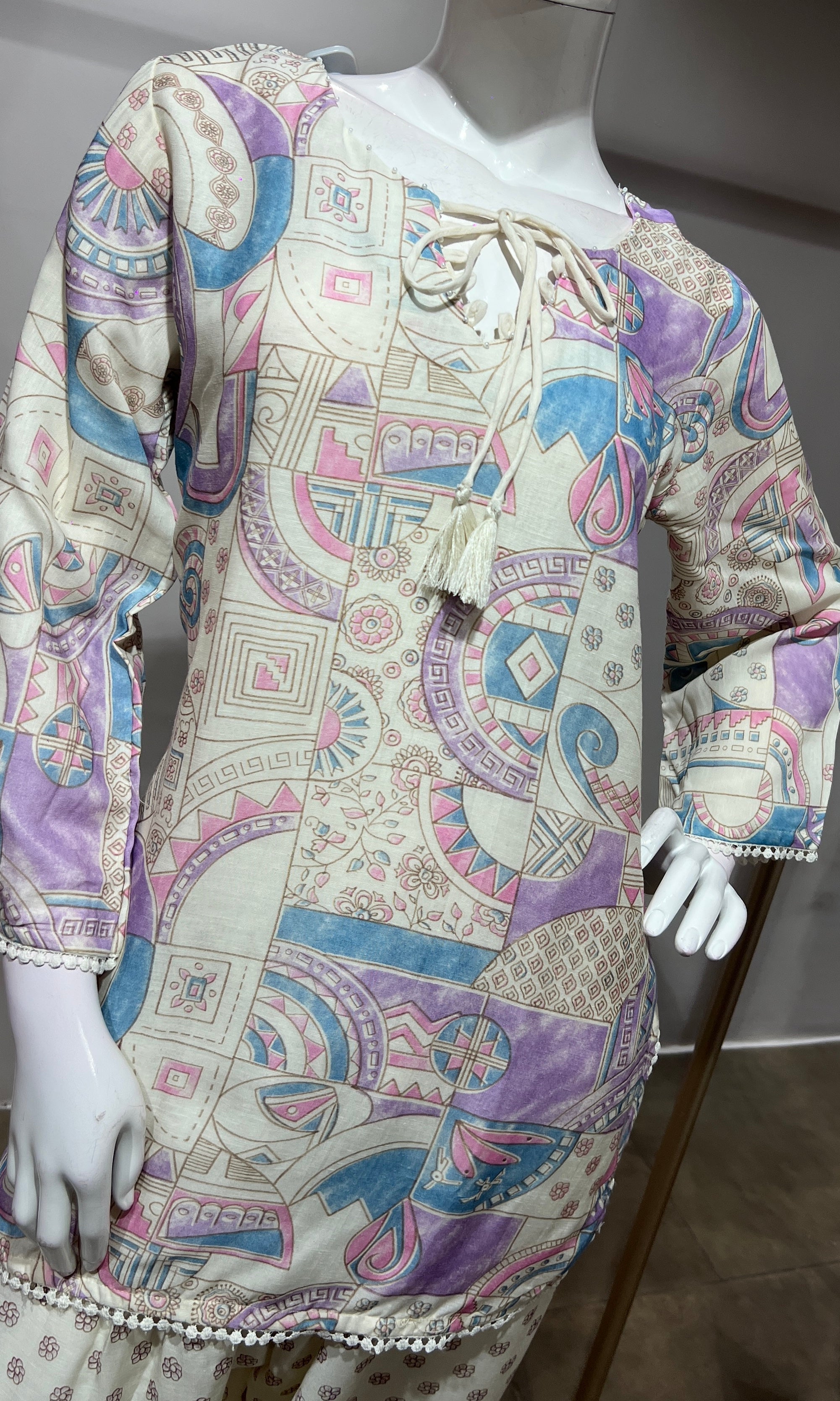 Purple Pastel Floral Printed Farsi salwar