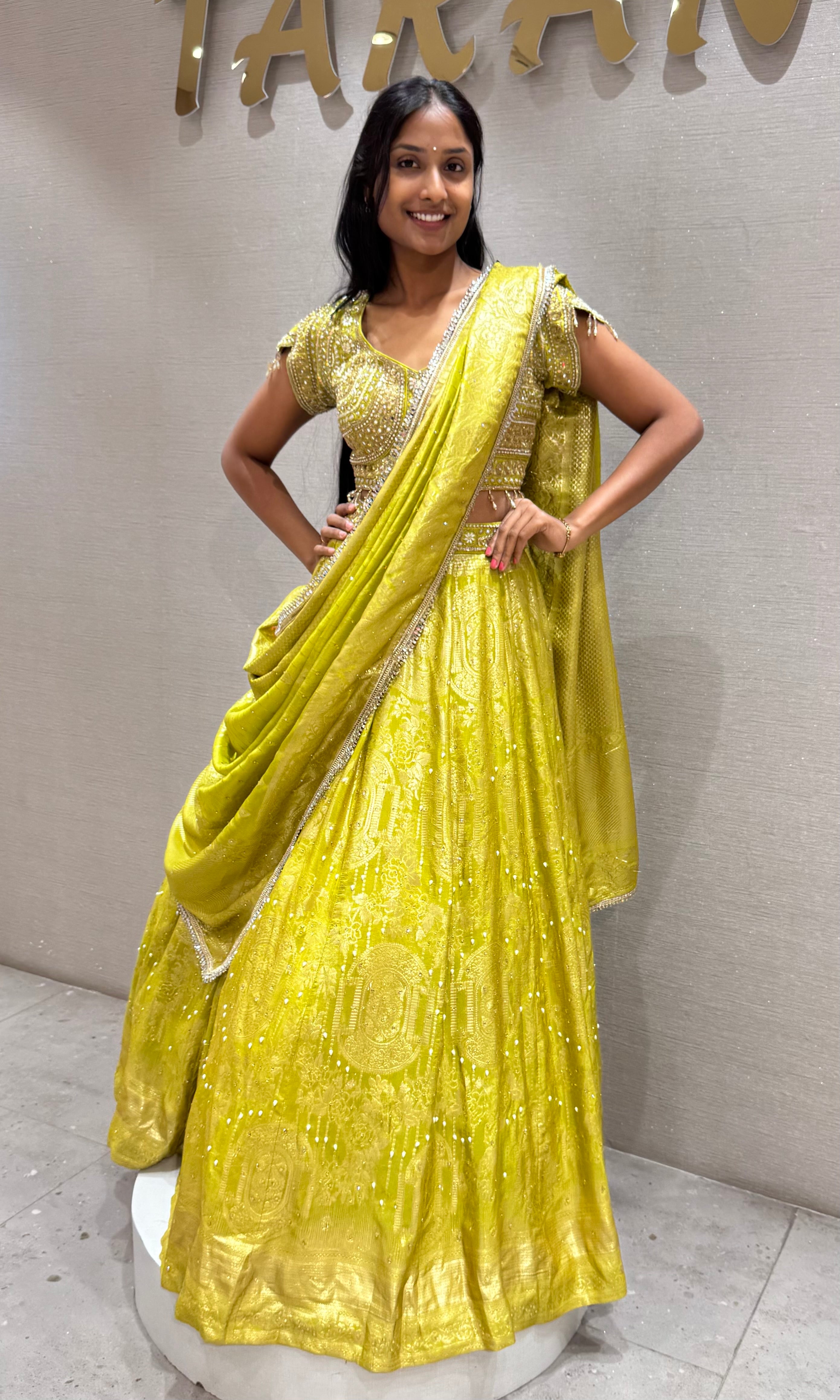 Mehendi Green Embellished Lehenga set