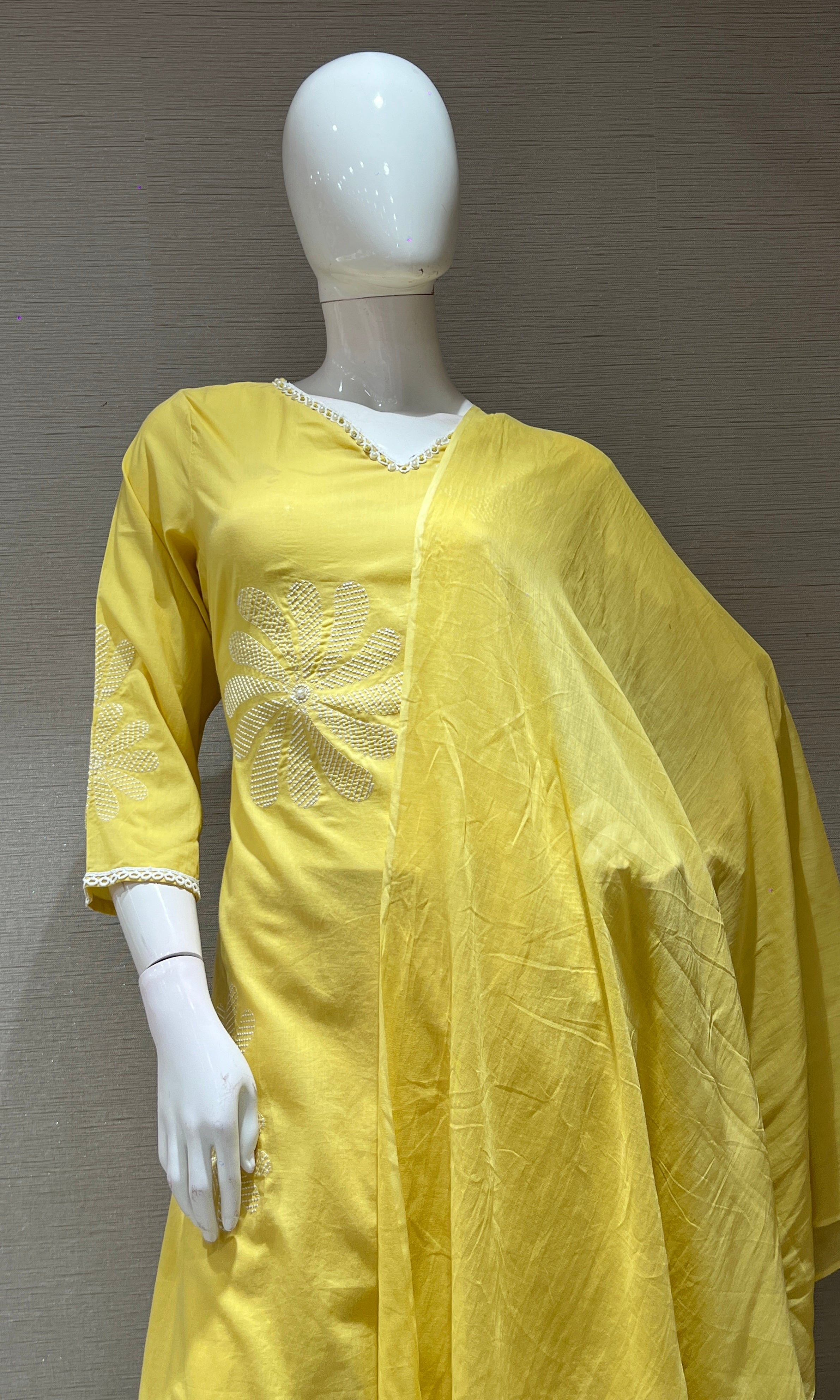 Light yellow FLORAL kurta set