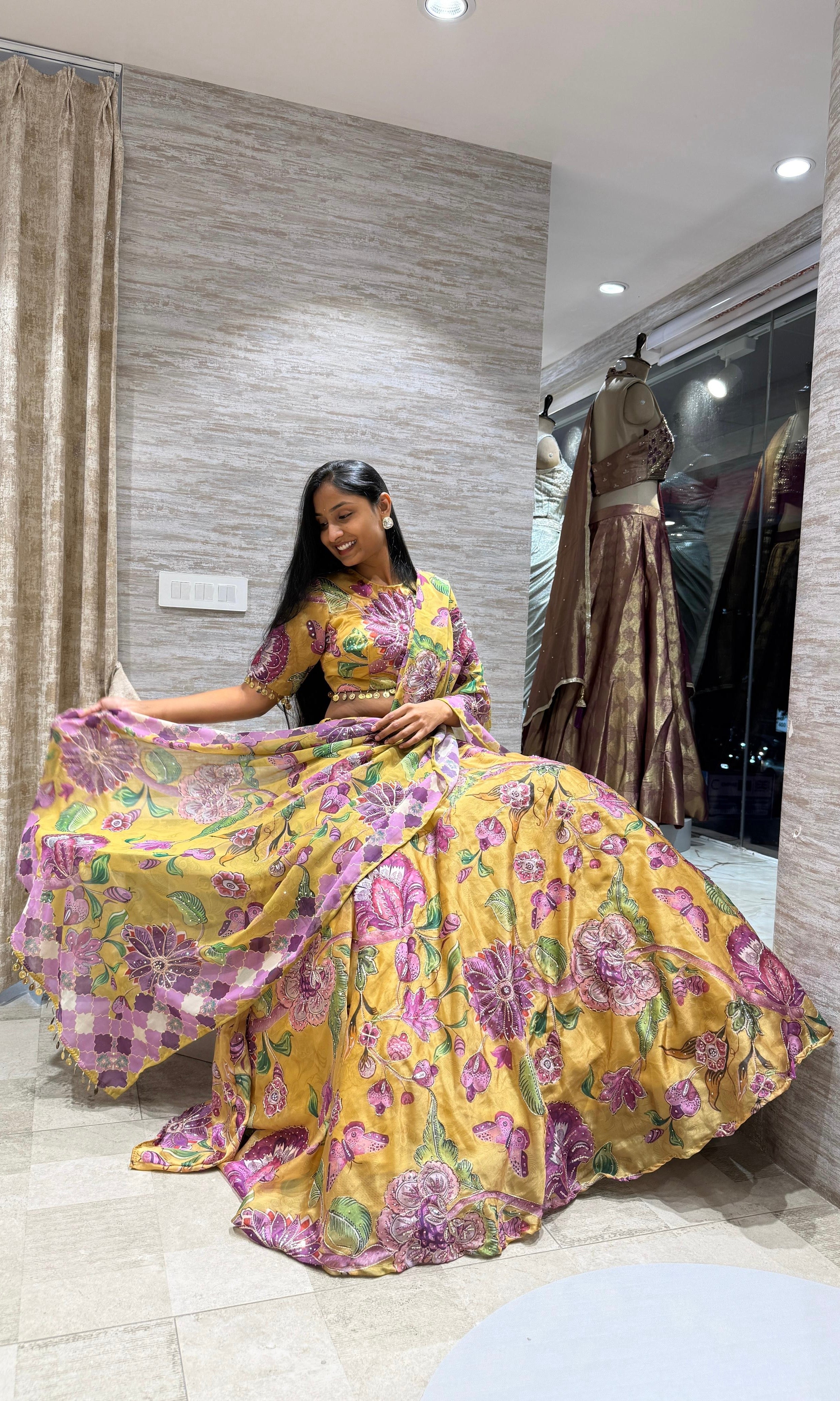 LIGHT Yellow Floral Lehenga Set
