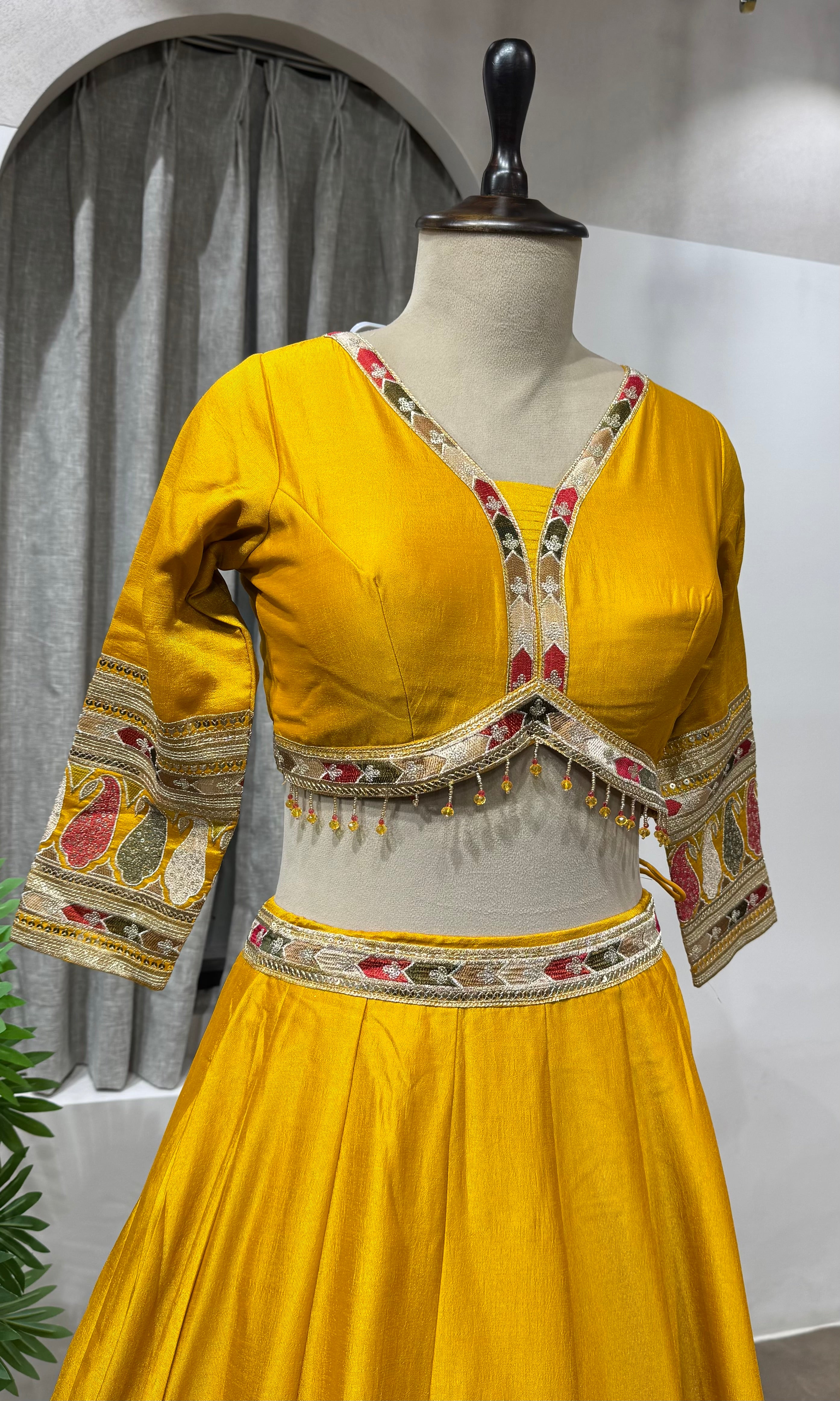 Mustard Yellow Raw Silk Haldi Lehenga Set