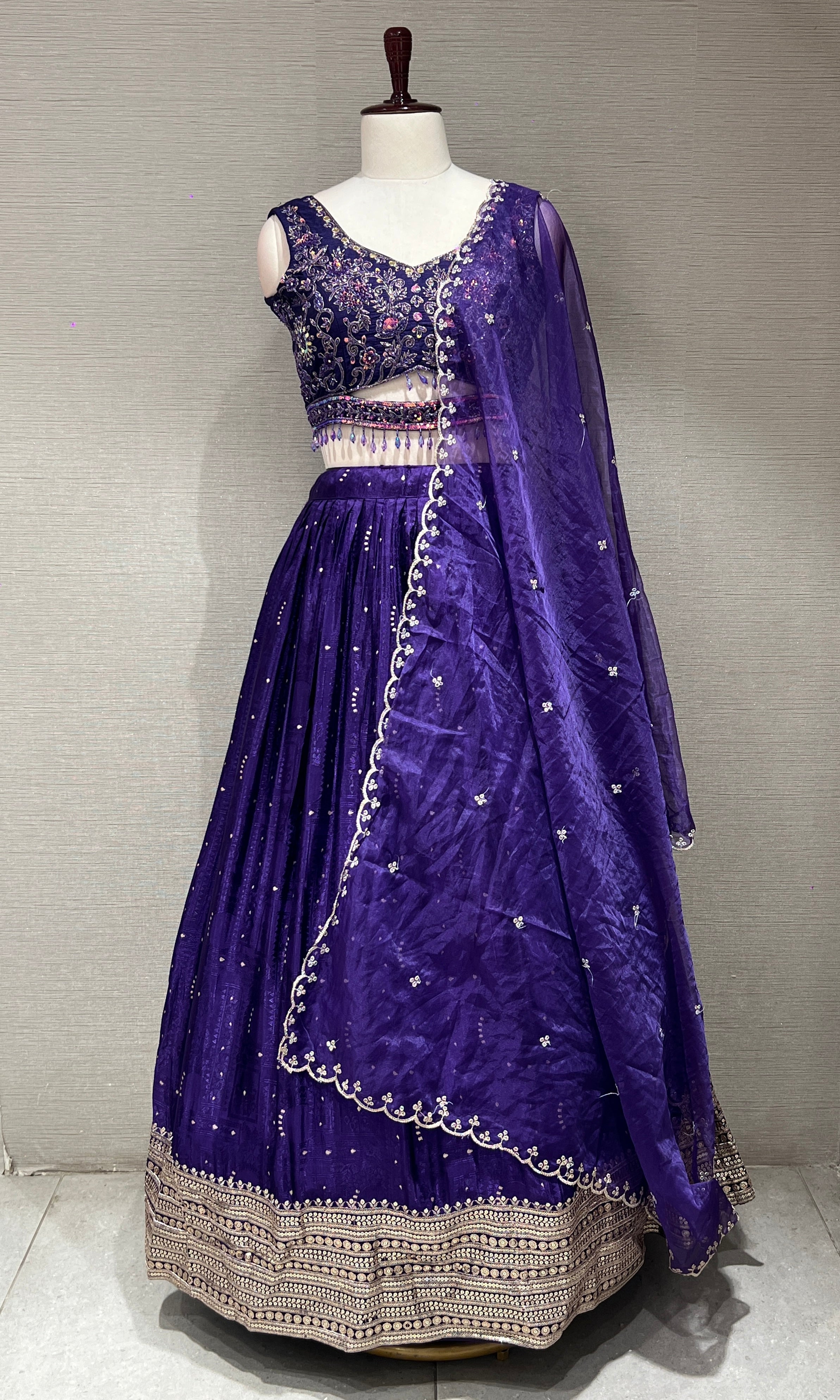 Purple Lehenga with Sequin Embroidery