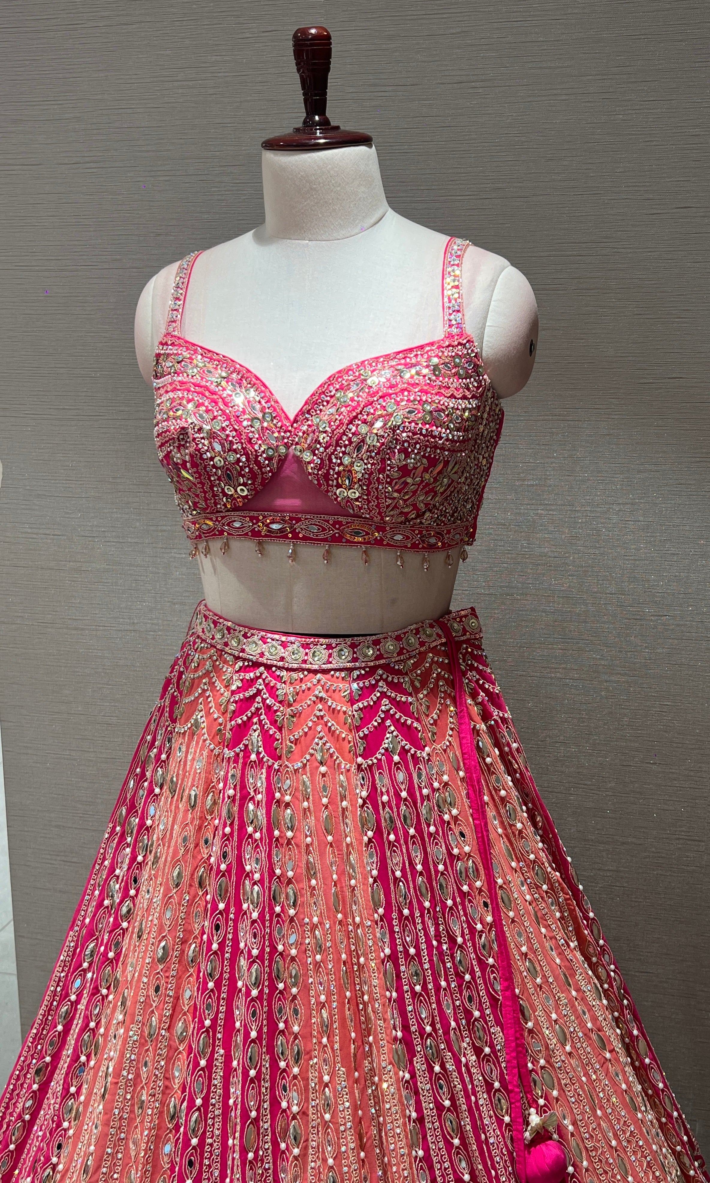 Pink PEACH INTRICATE EMBROIDERED Lehenga