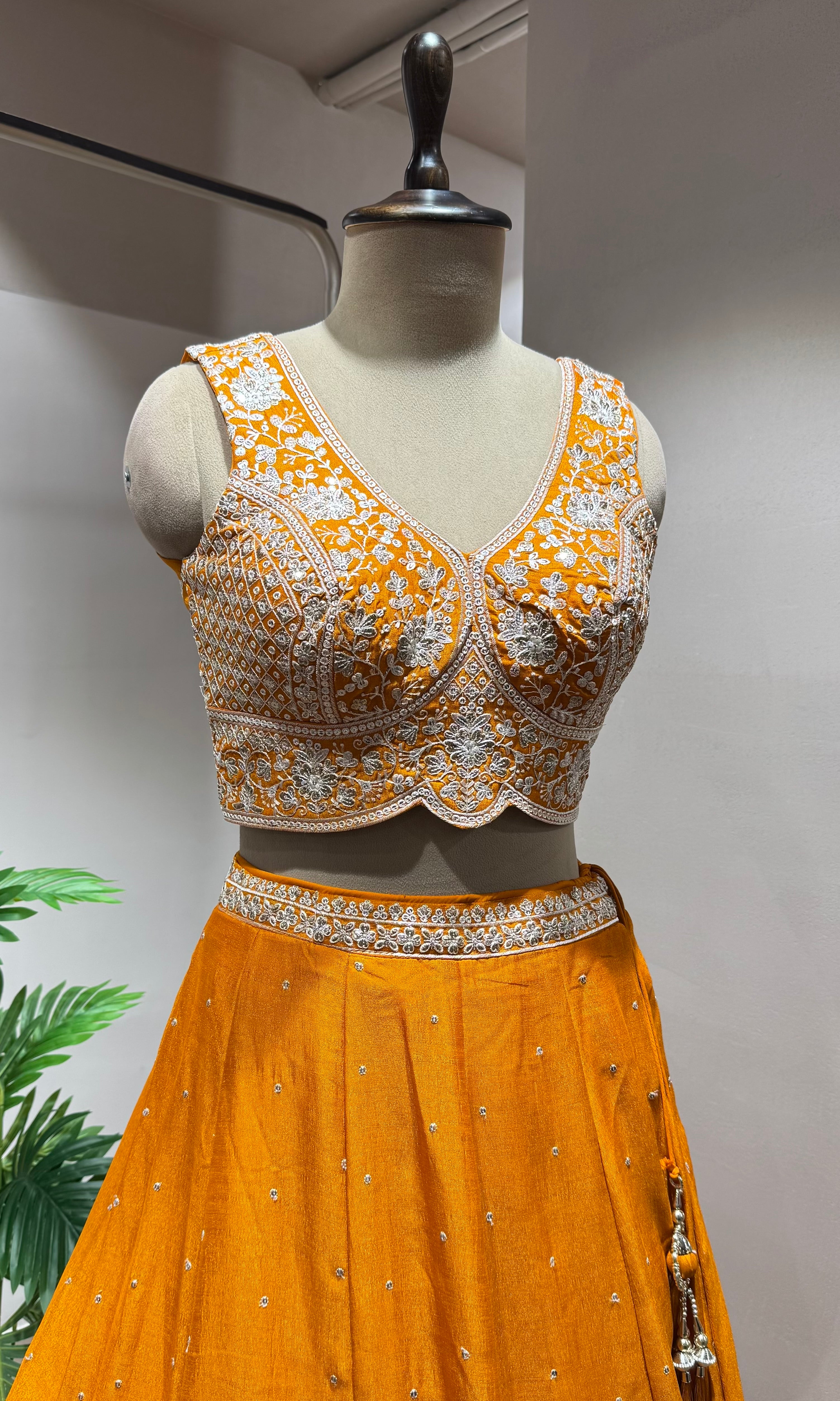 Orange Lehenga set with Blouse & Dupatta