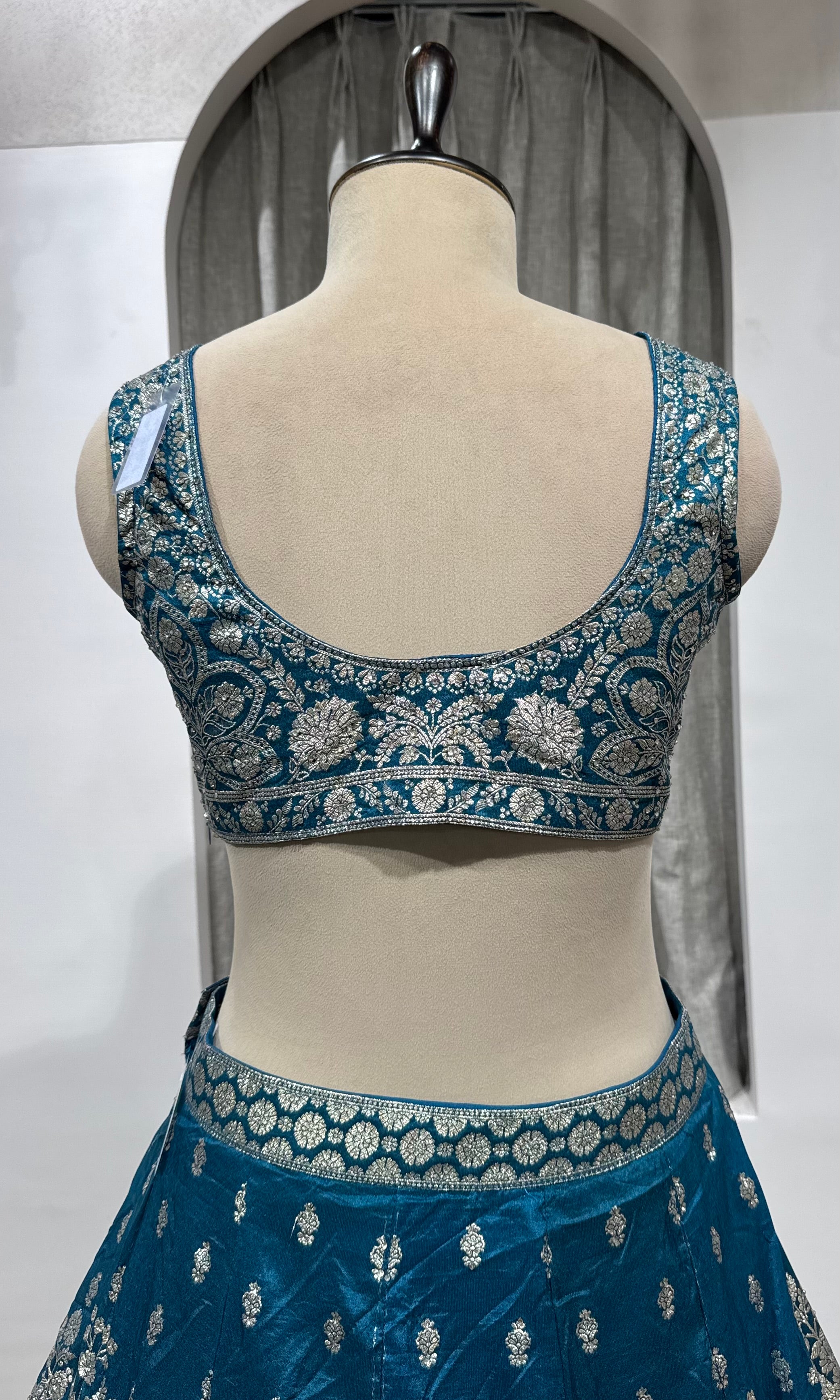 Blue Net Embroidery Bridal Lehenga
