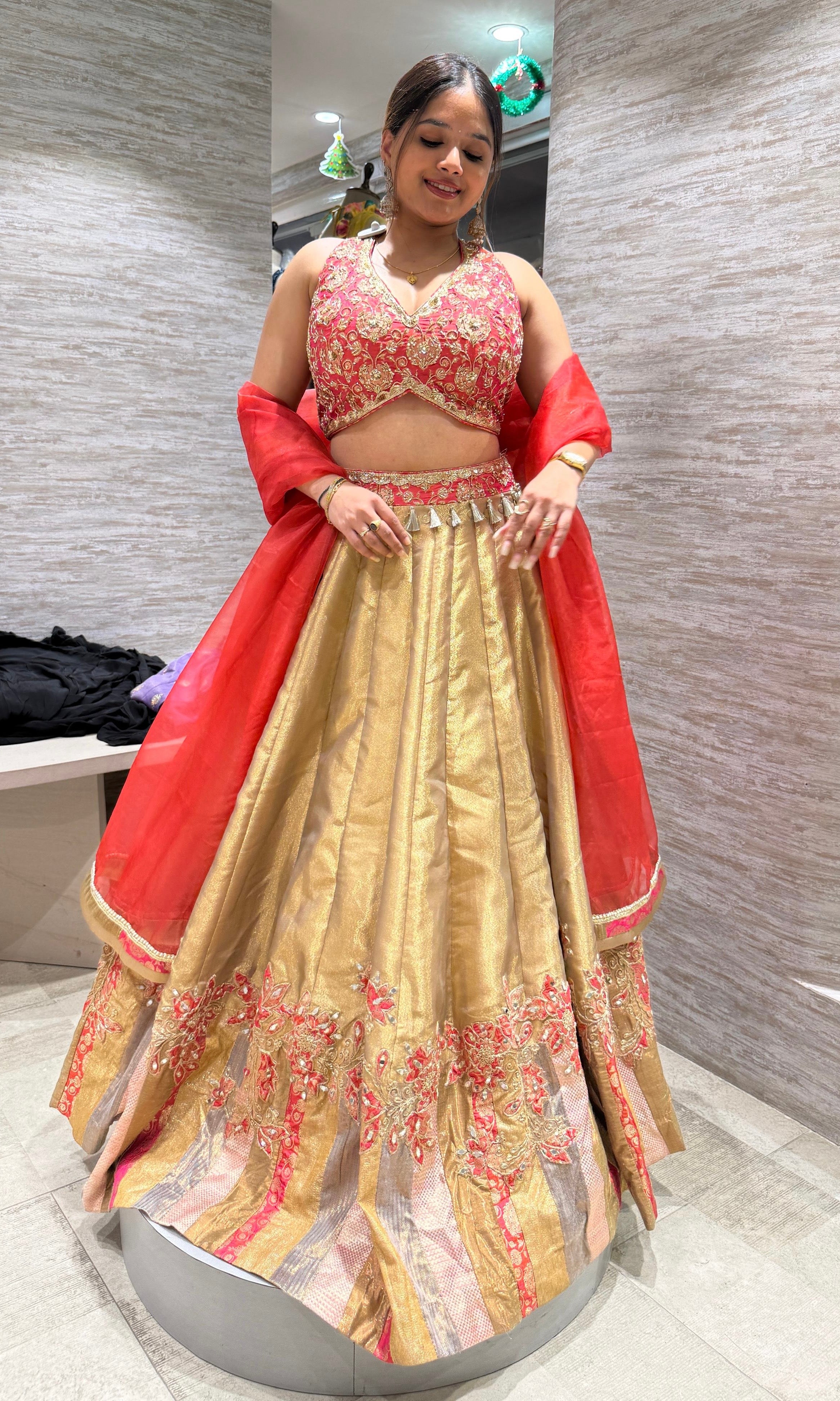 PINK and gold intricate embroiderY lehenga