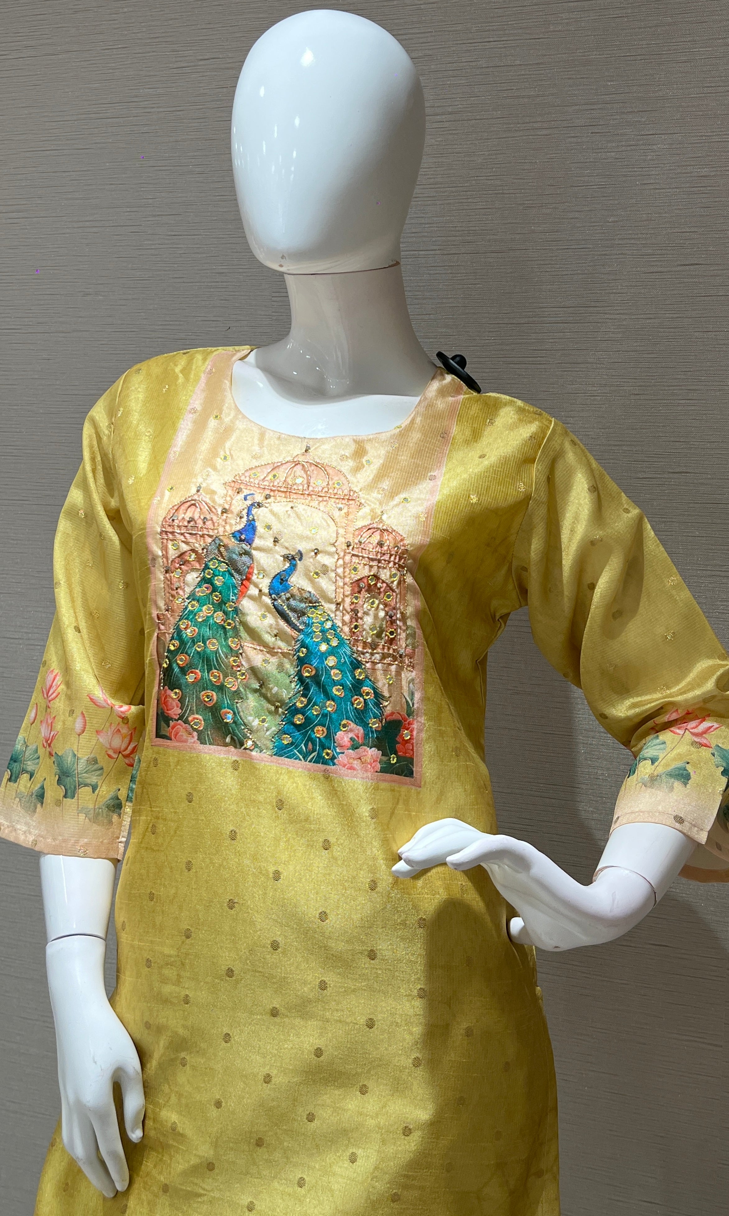 Parrot green peacock kurta set