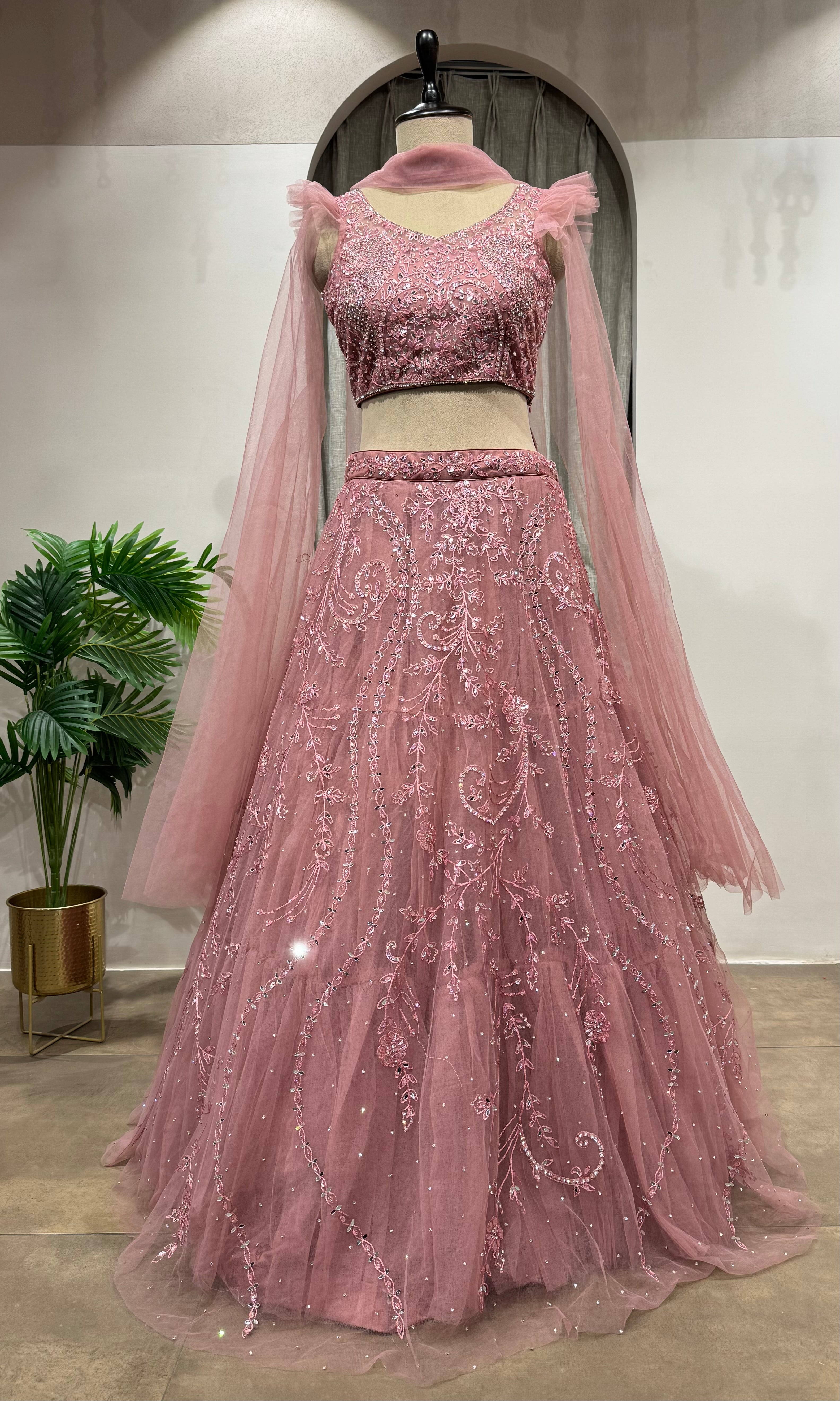 MAUVE PINK embroidered lehenga choli