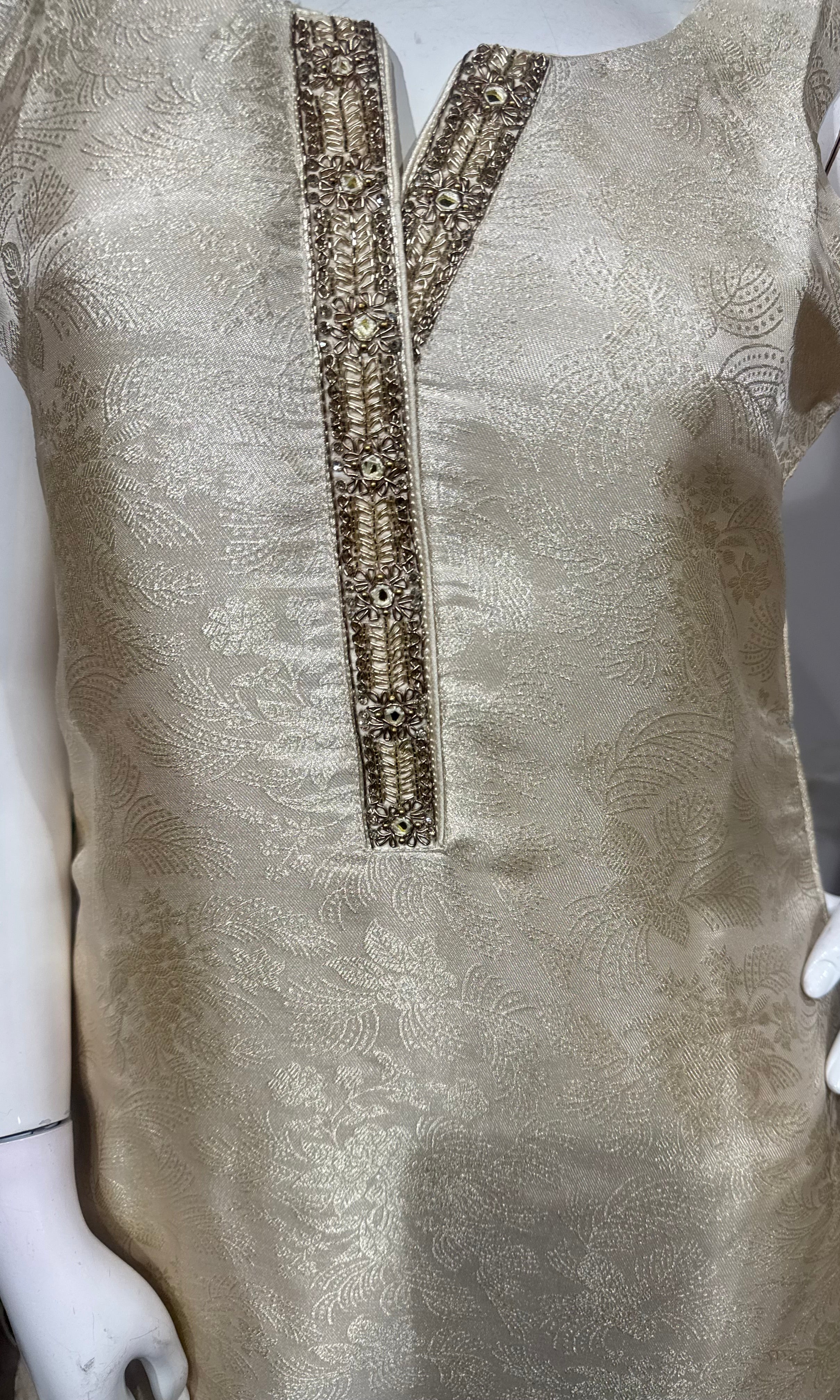 CREAM GOLDEN SHIMMER SILK KURTA SET