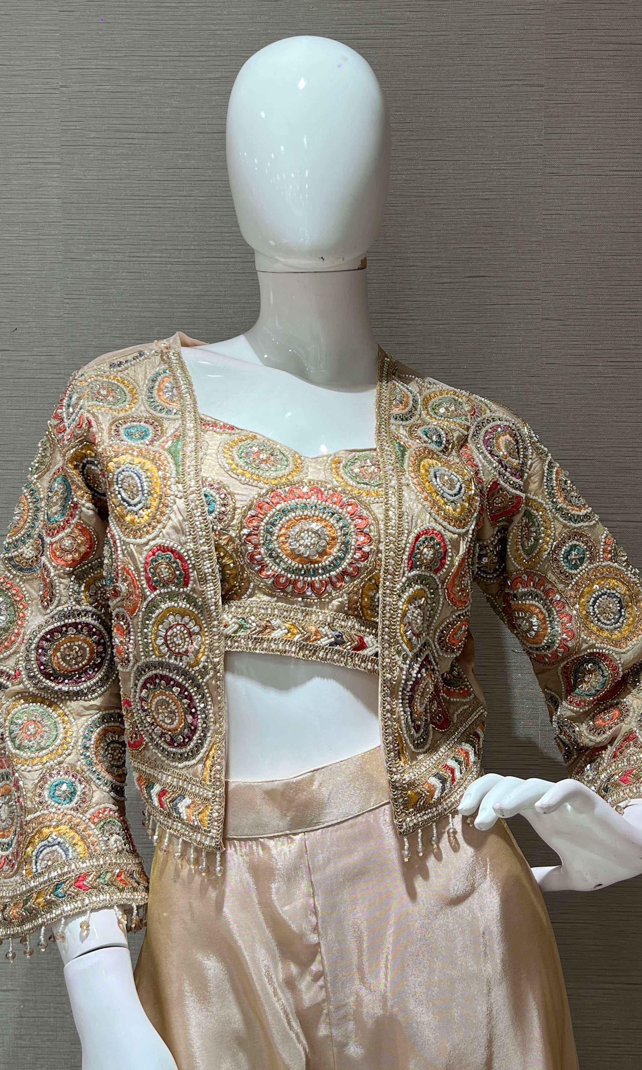 Cream EMBROIDERED PALAZZO WITH JACKET