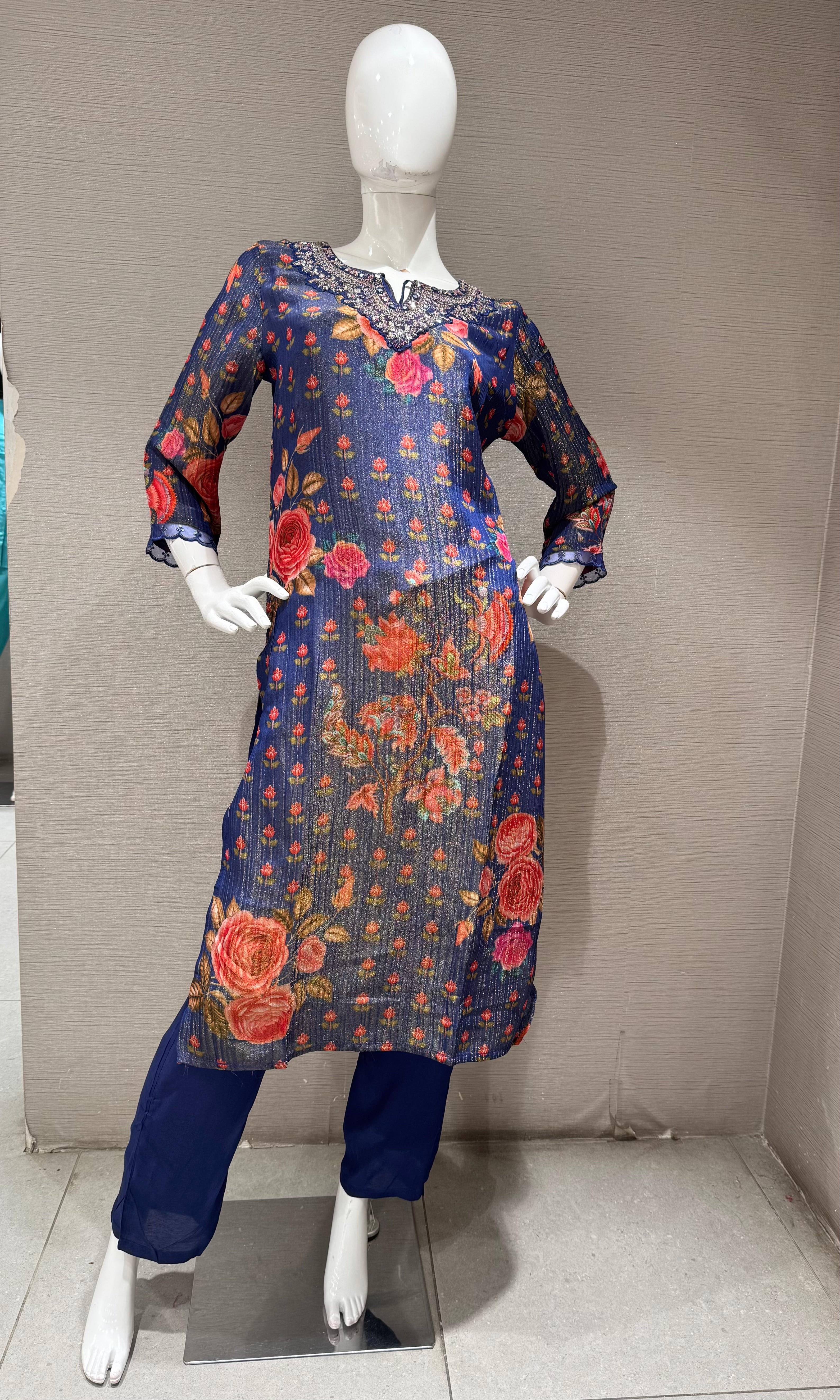Purple Floral printed kurta set