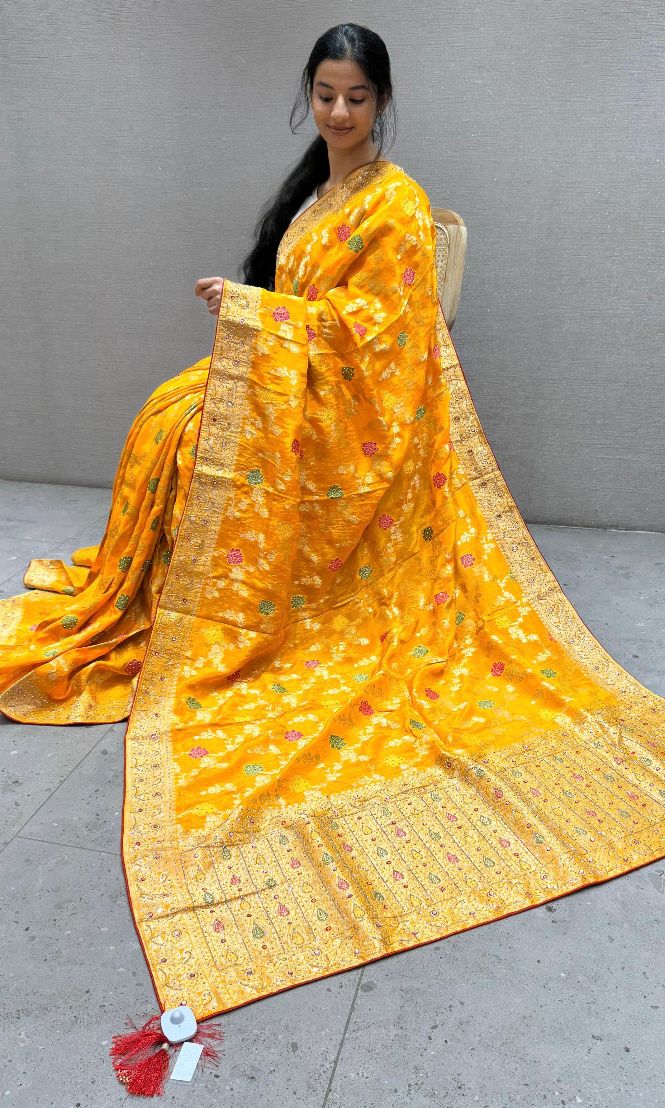 Gold Yellow Banarasi saree