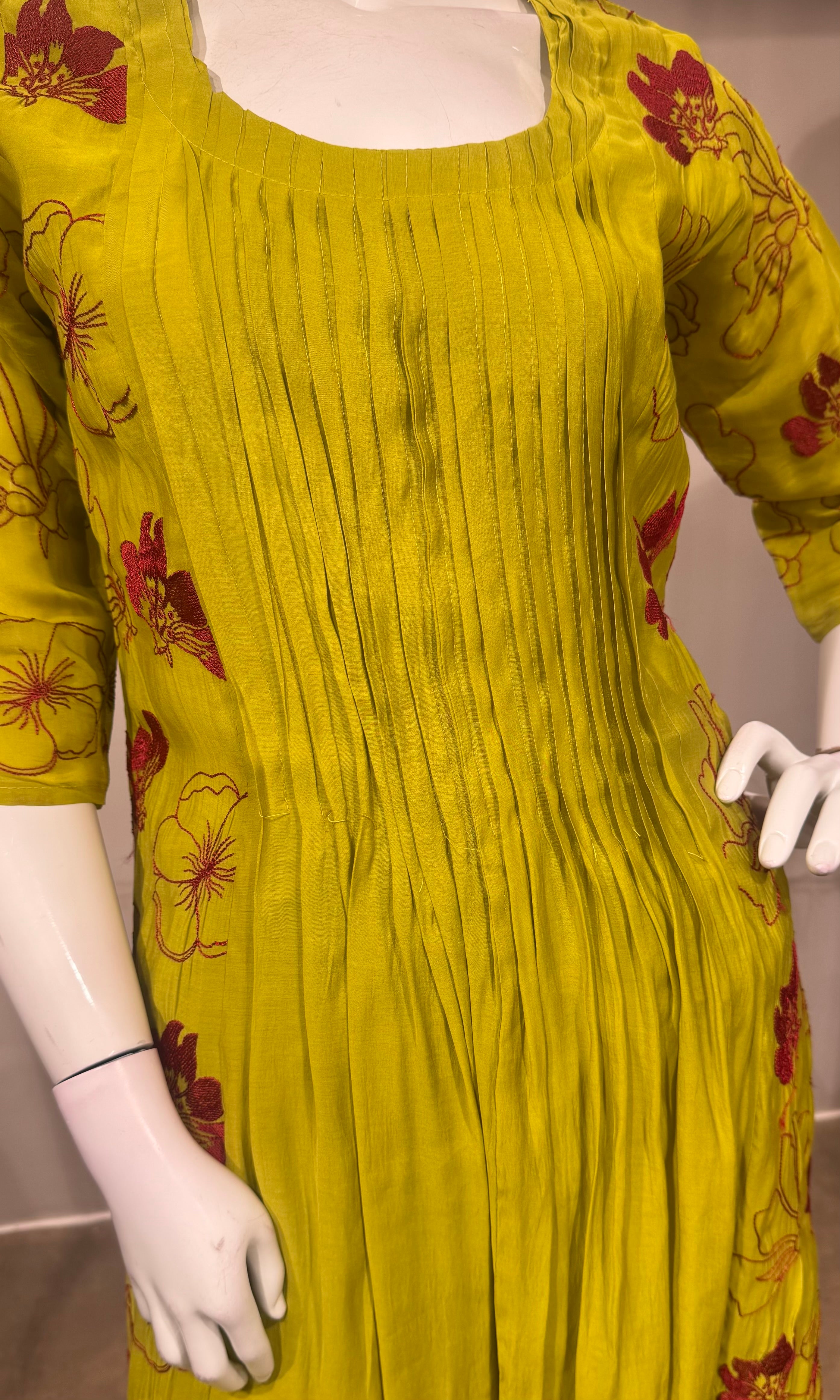 Lime Green Embroidered Kurta Suit Set
