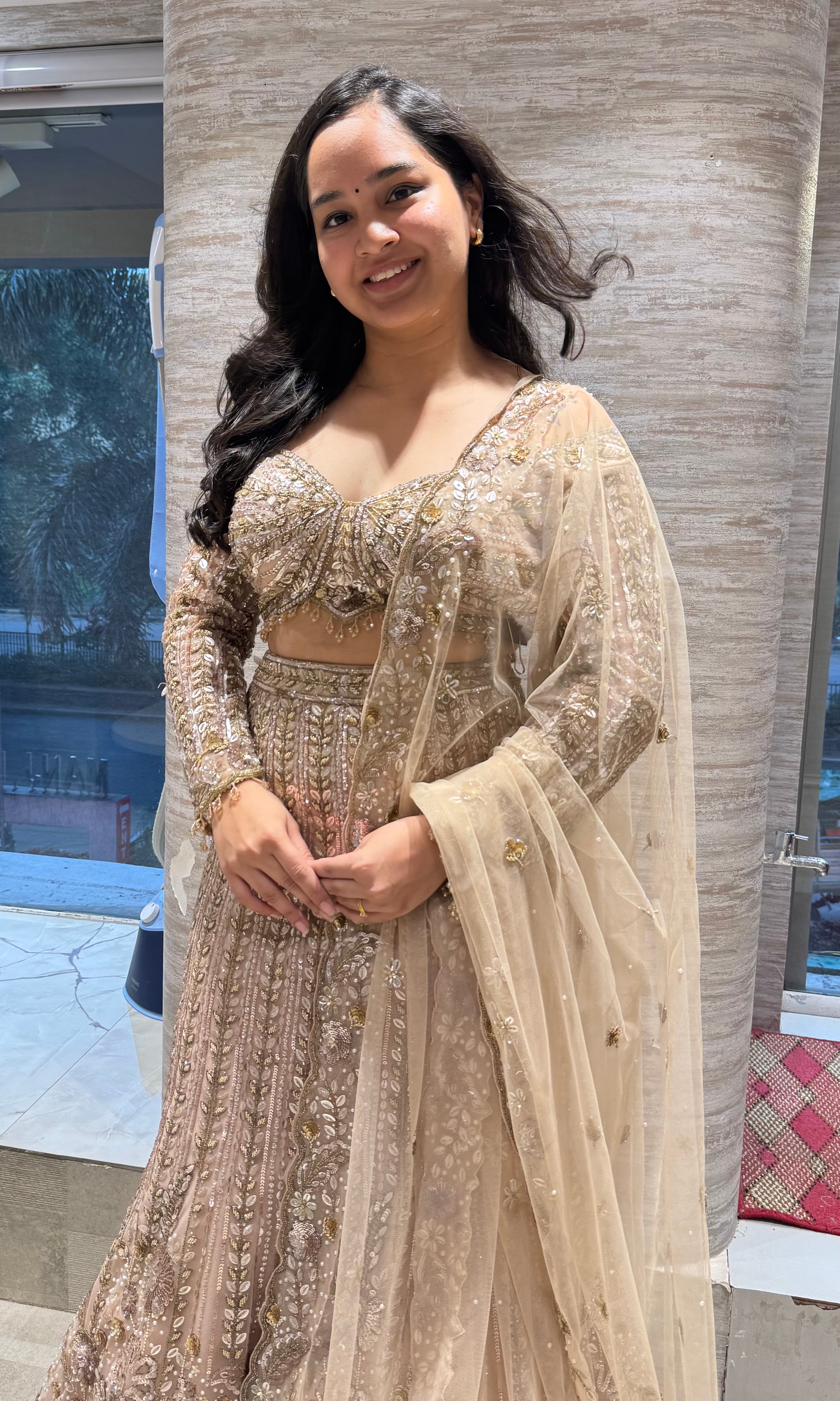 Gold Gilded Bridal Lehenga Ensemble