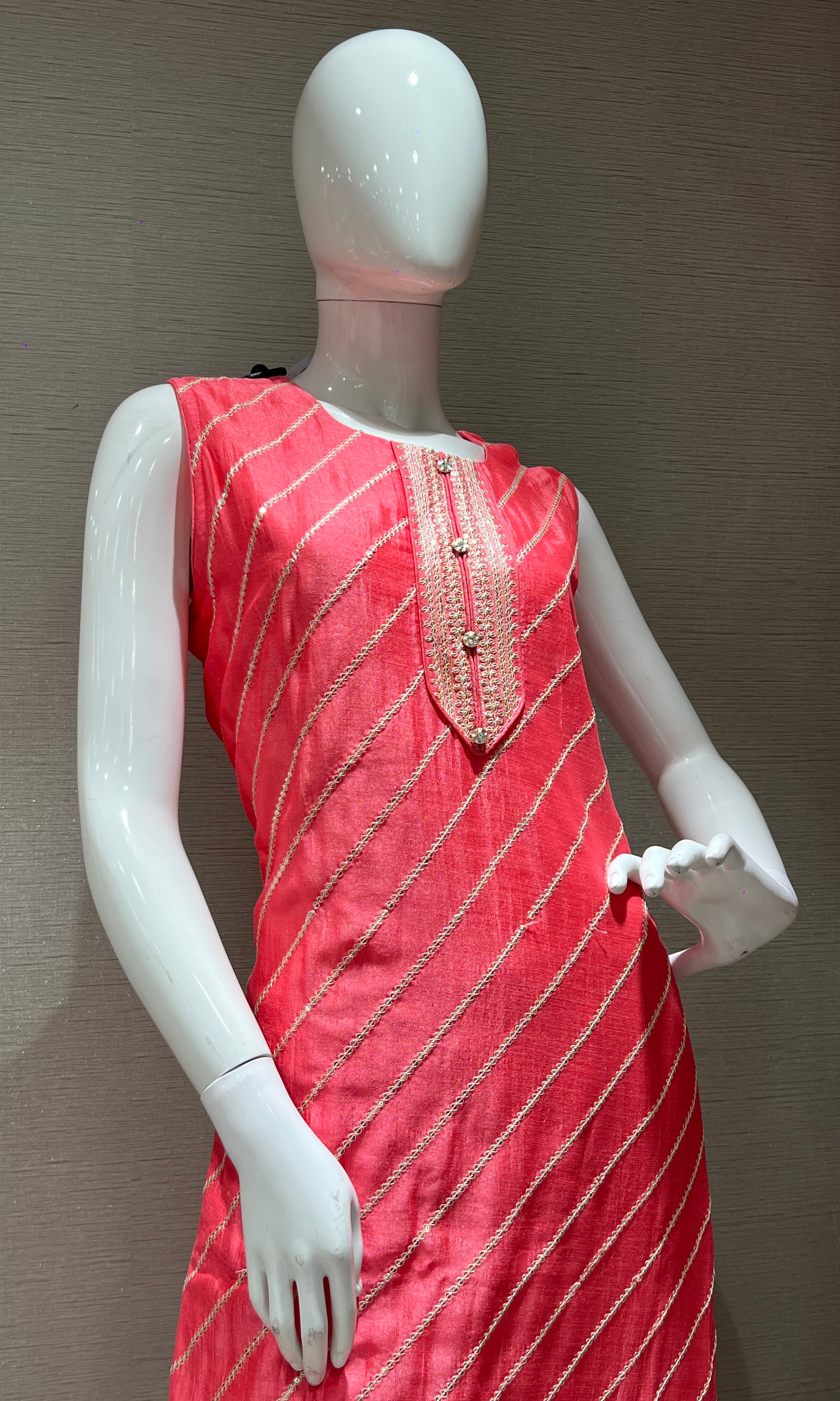 ROSE PINK GOLD STRIPED KURTA SET