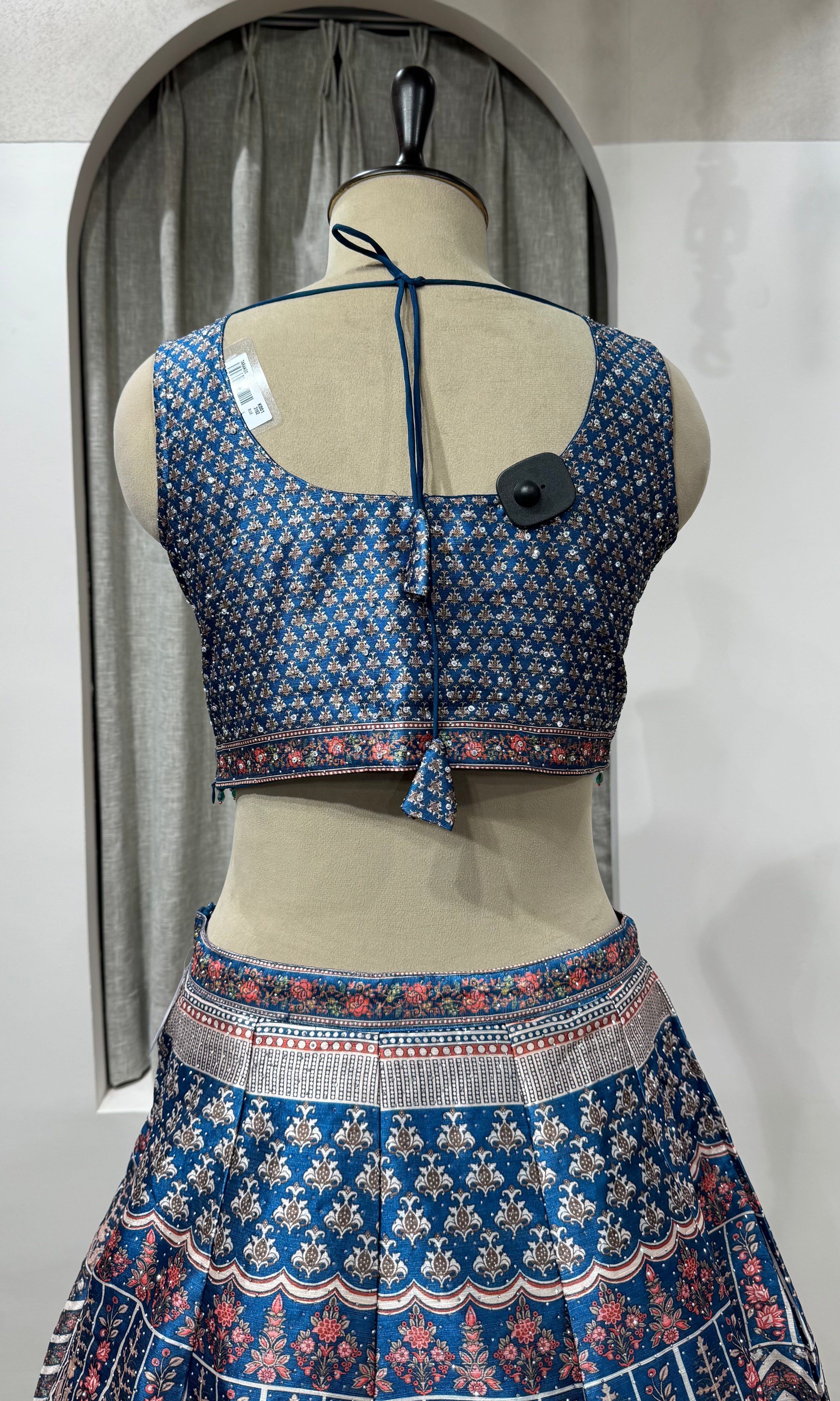 Blue Zardozi Embroidered LEHENGA