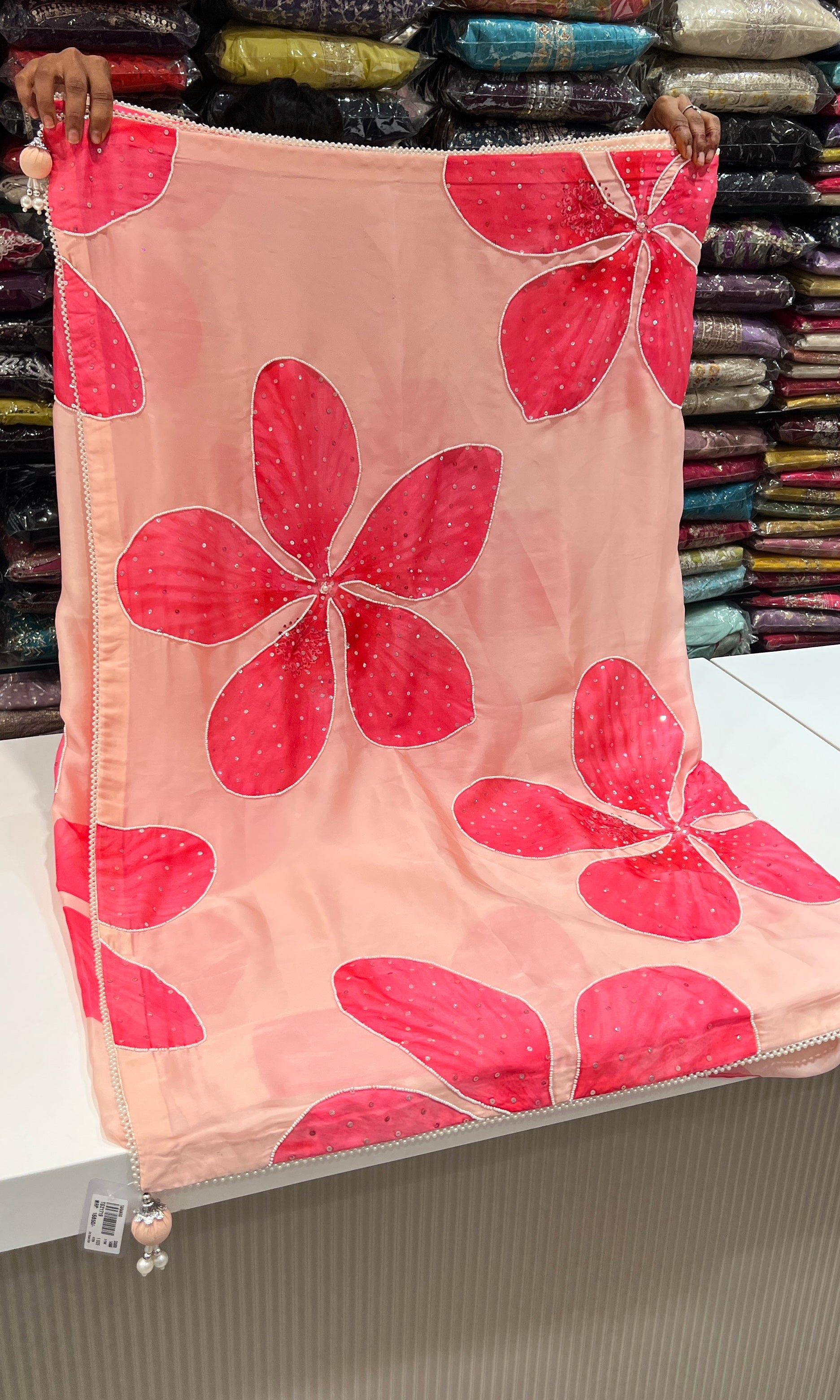 Baby pink saree with ready blouse
