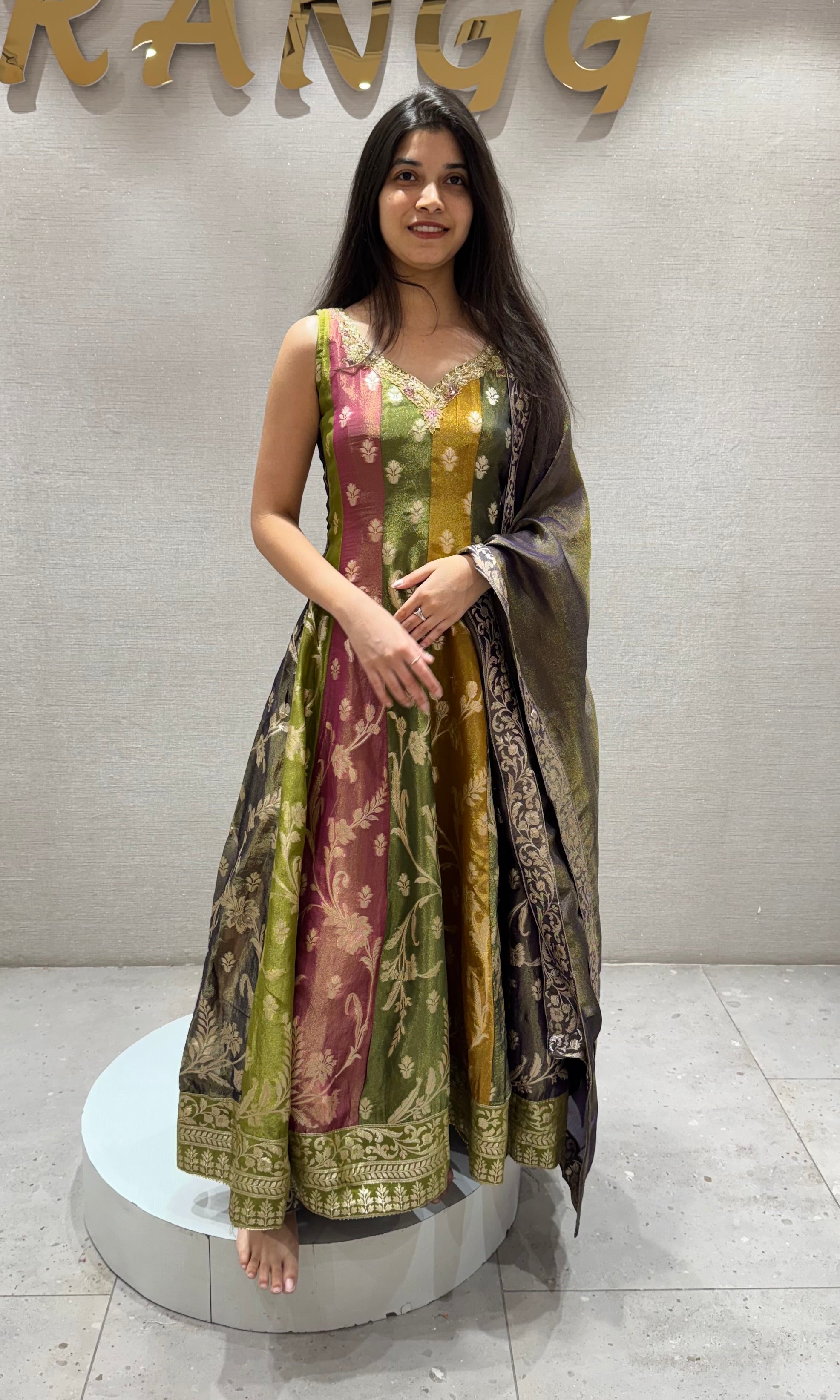 Multi FLORAL BANARASI ANARKALI SET