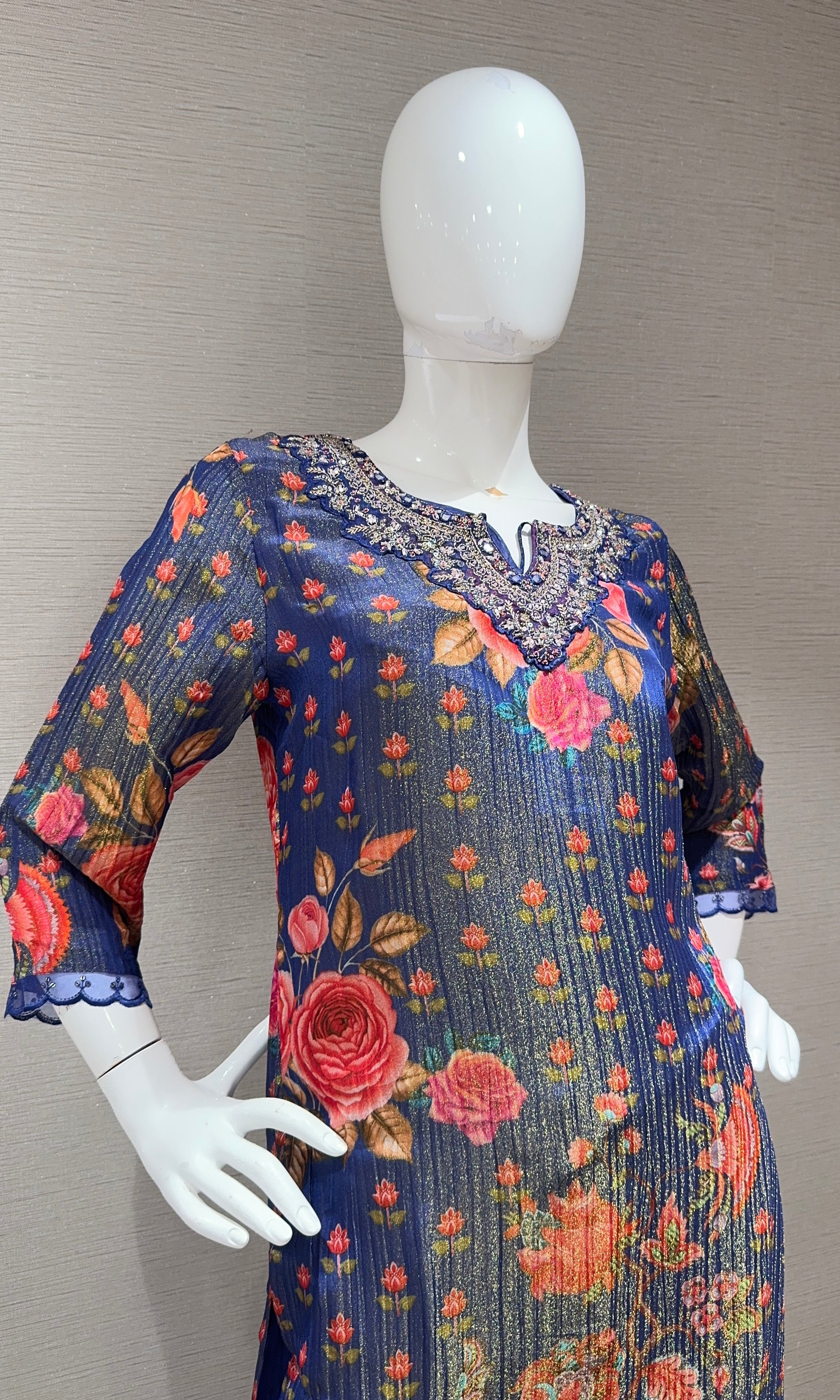 Purple Floral printed kurta set