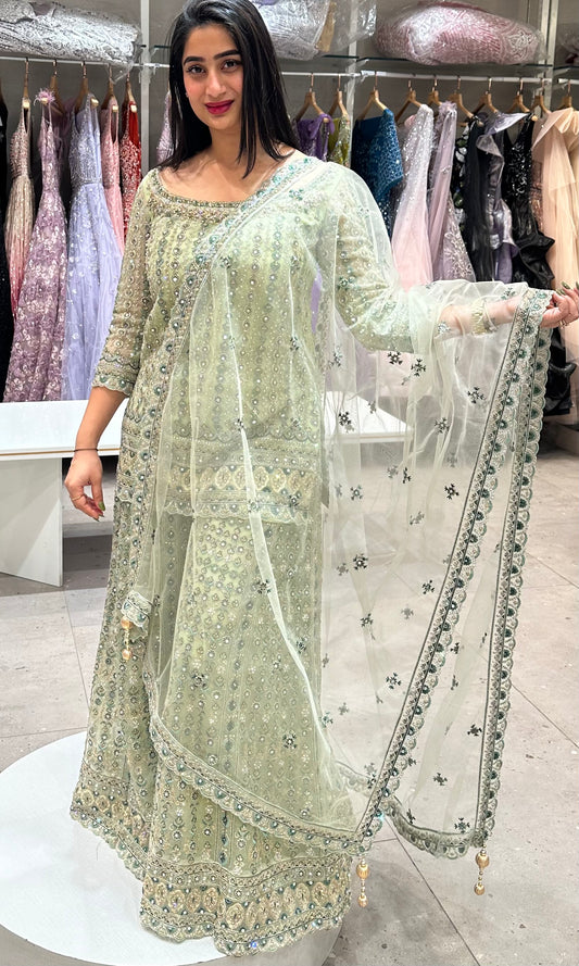 🌺Light green sharara